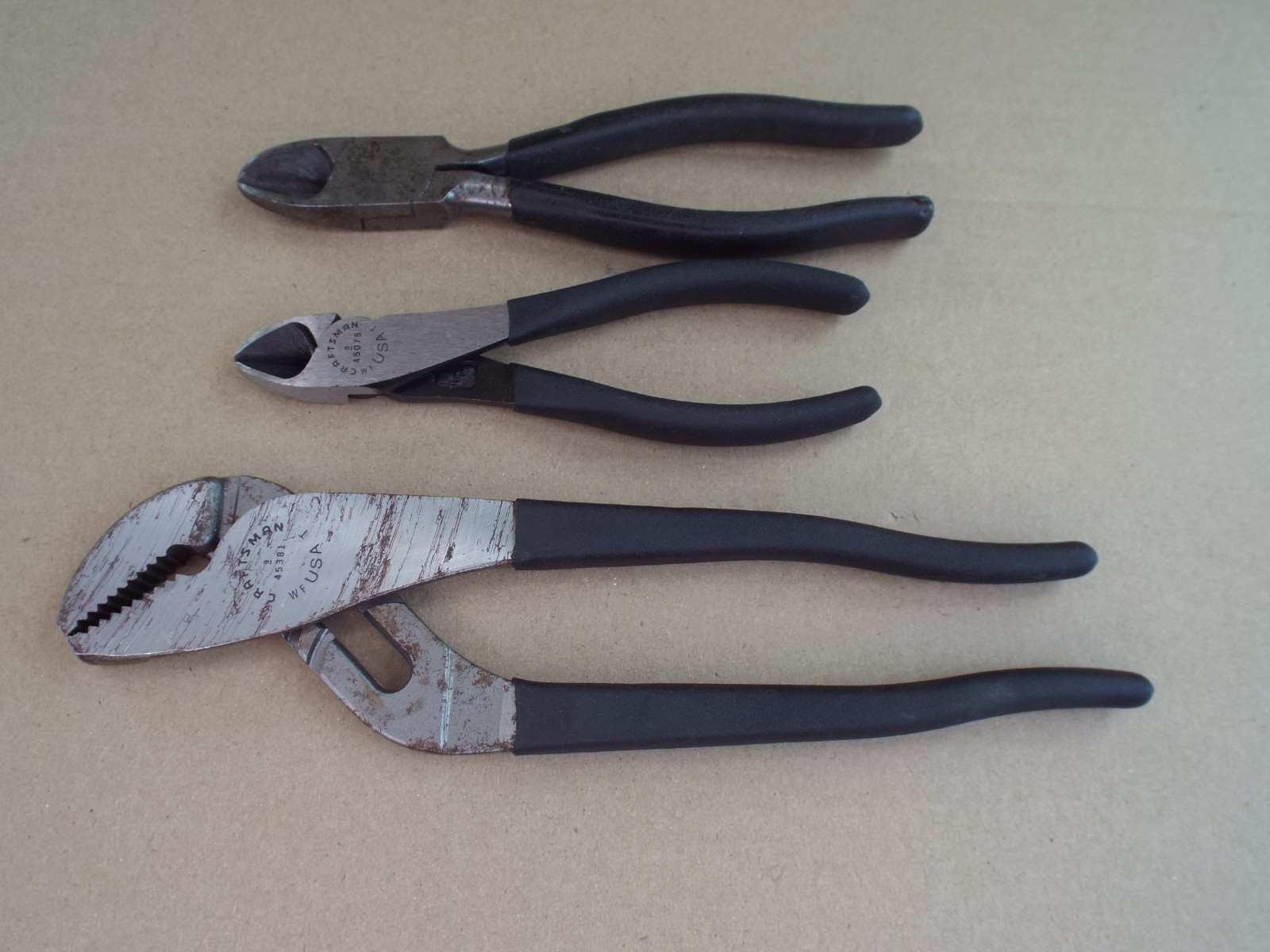 VTG 3 Craftsman Tongue & Groove Pliers Cutters USA Work Well (Read)