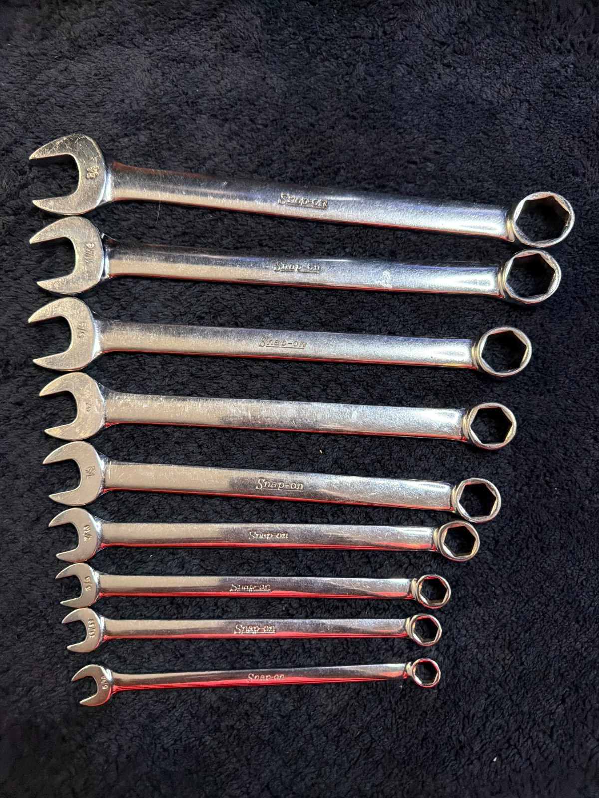 9 – Piece Vintage Snap-on OSH707 6 Point Combination Wrench Set 5/16″ – 3/4″
