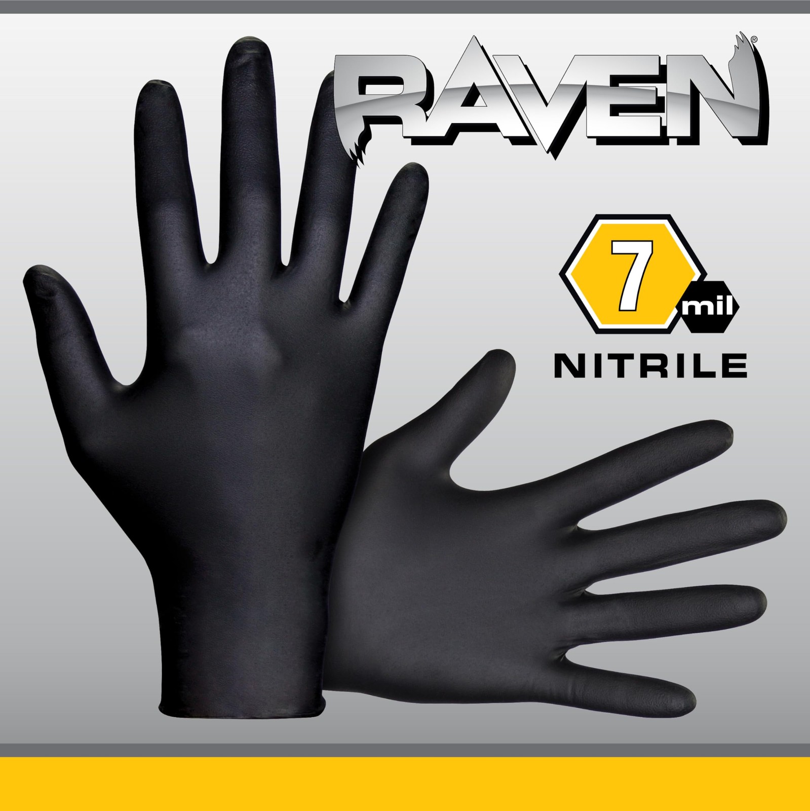 SAS Safety 66516 Raven Powder-Free Nitrile Gloves, Small, 100 Pack , Black