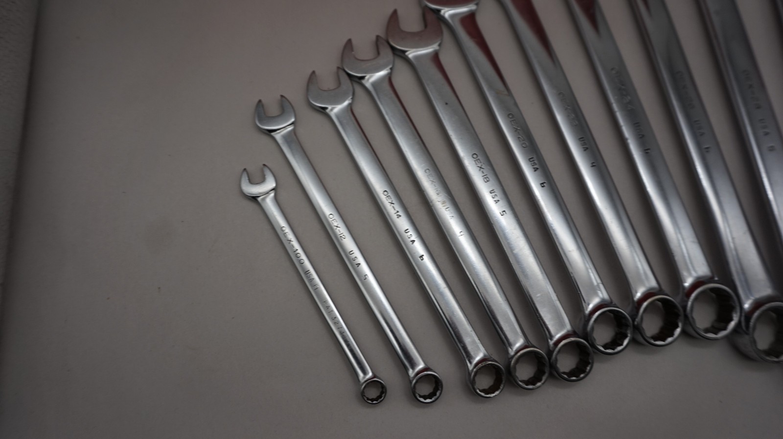 12 Snap On Combination Wrench Set C-114B In Red Mat Roll OEX 5/16 – 1″ Chrome