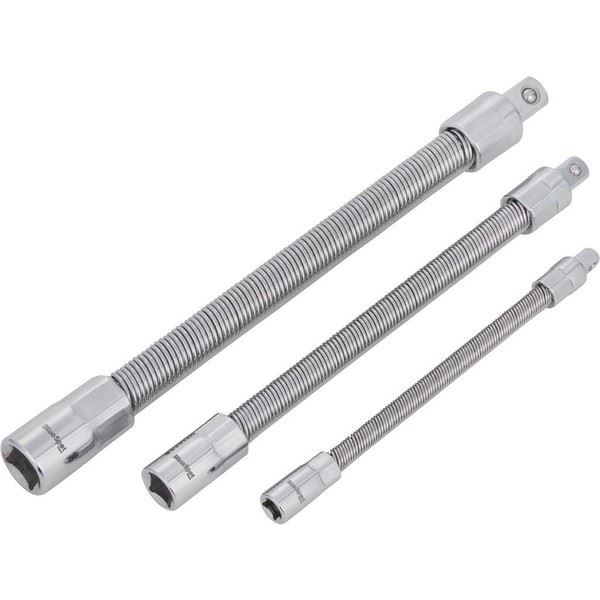 3Pcs Flexible Flexi Socket Extension Bar Adaptor Set Mixed 1/4″ 3/8″ 1/2″ Drives