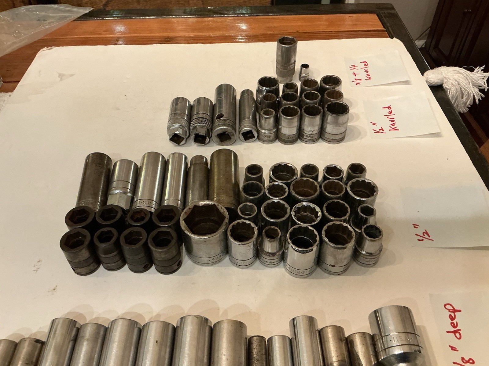 S-K Sockets, Lot Of 105 Sockets, `1/4, 3/8 & 1/2” Drive, Standard, Deep, Impact