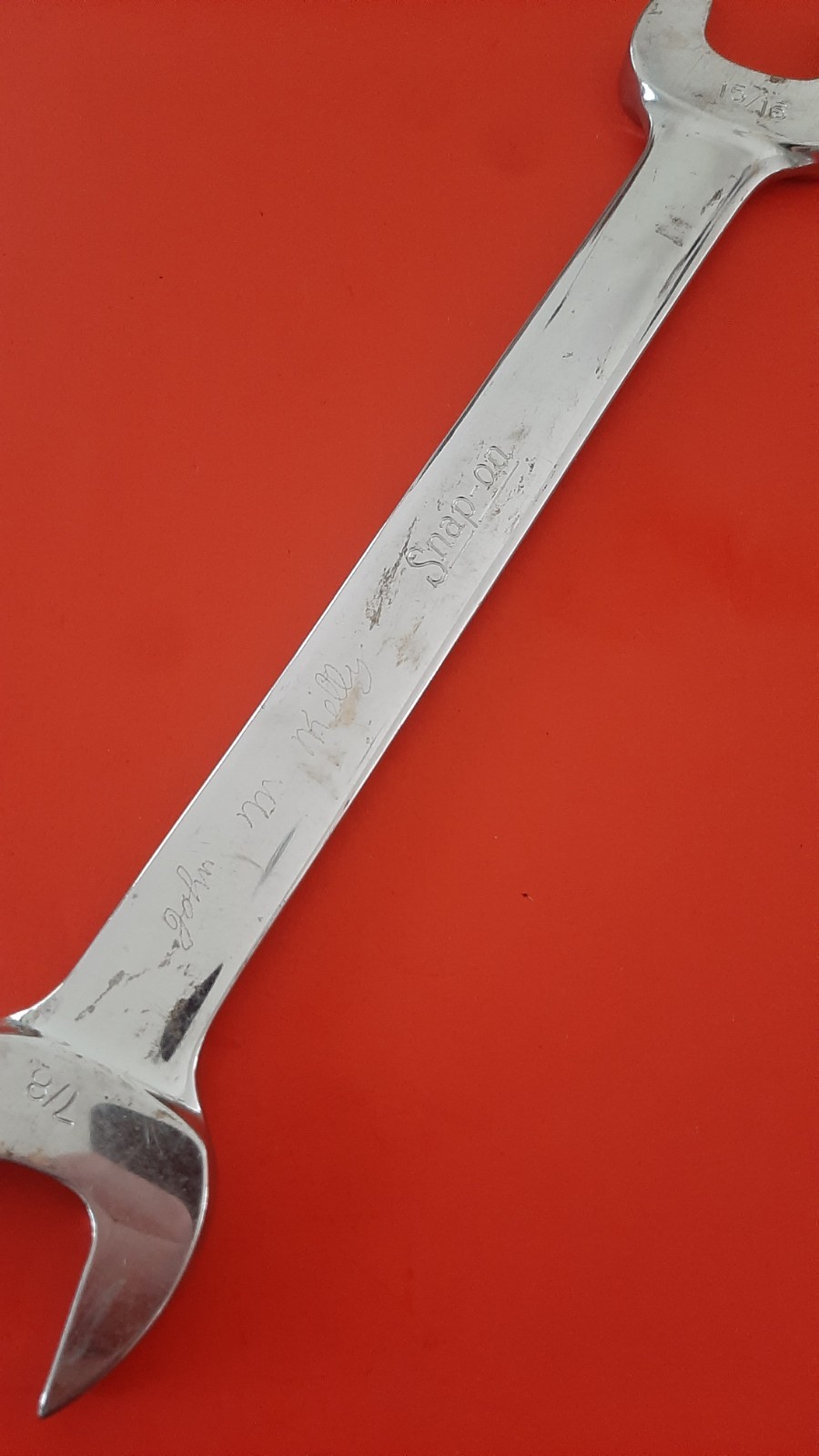 Snap On Tools USA 7/8″ x 15/16″ Open-End Wrench VO2830 Engraved 602