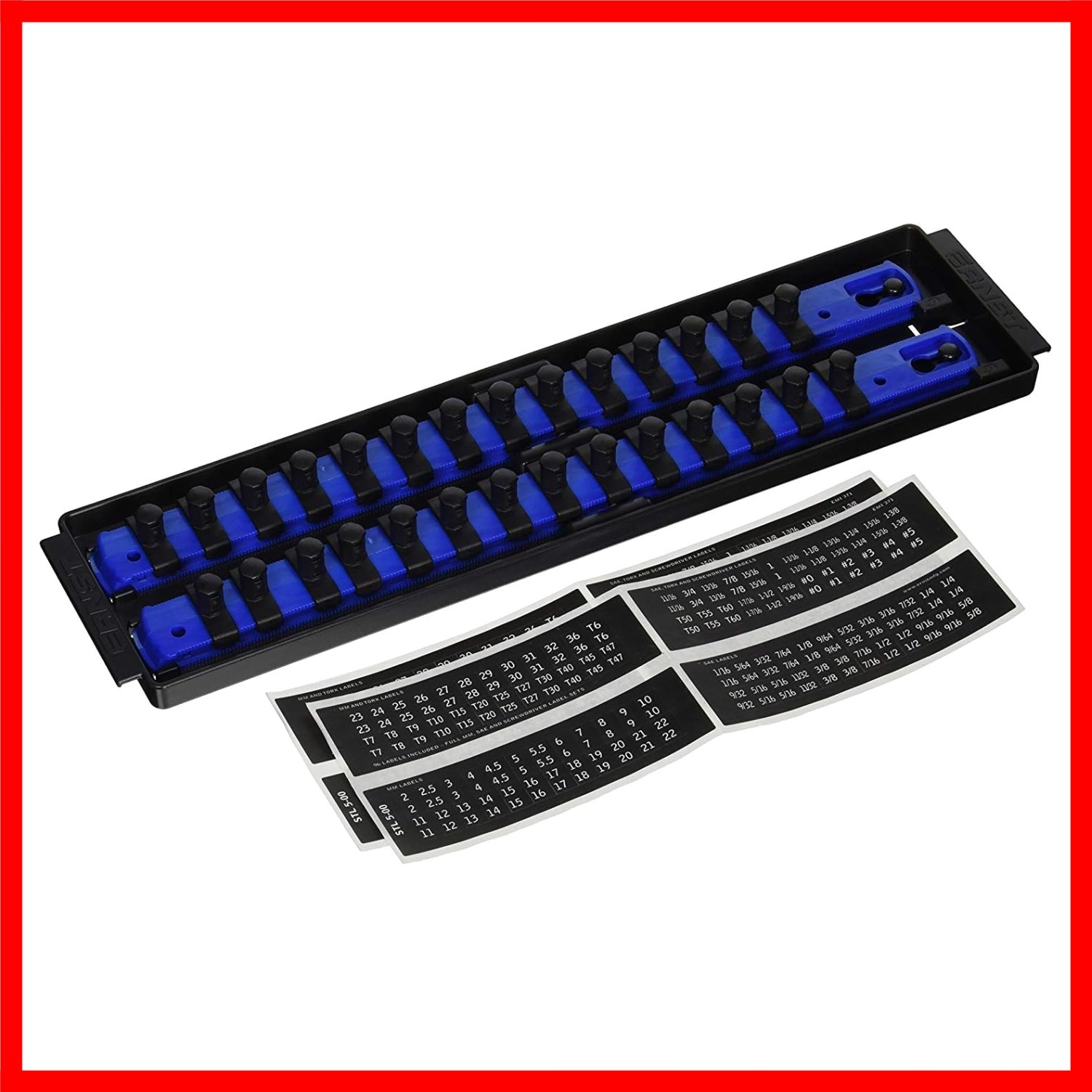 8496 Socket Boss 2-Rail 3/8-Inch-Drive Socket Organizer, 13-Inch, Blue –