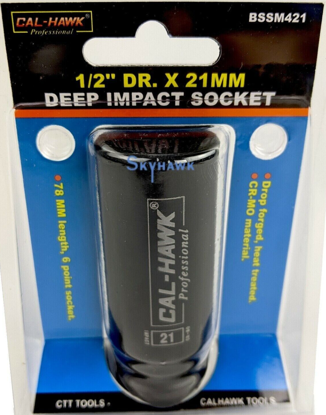 1/2″ DR. X 21MM DEEP IMPACT SOCKET 6 POINT SKTchrome vanadium CR-MO MATERIAL