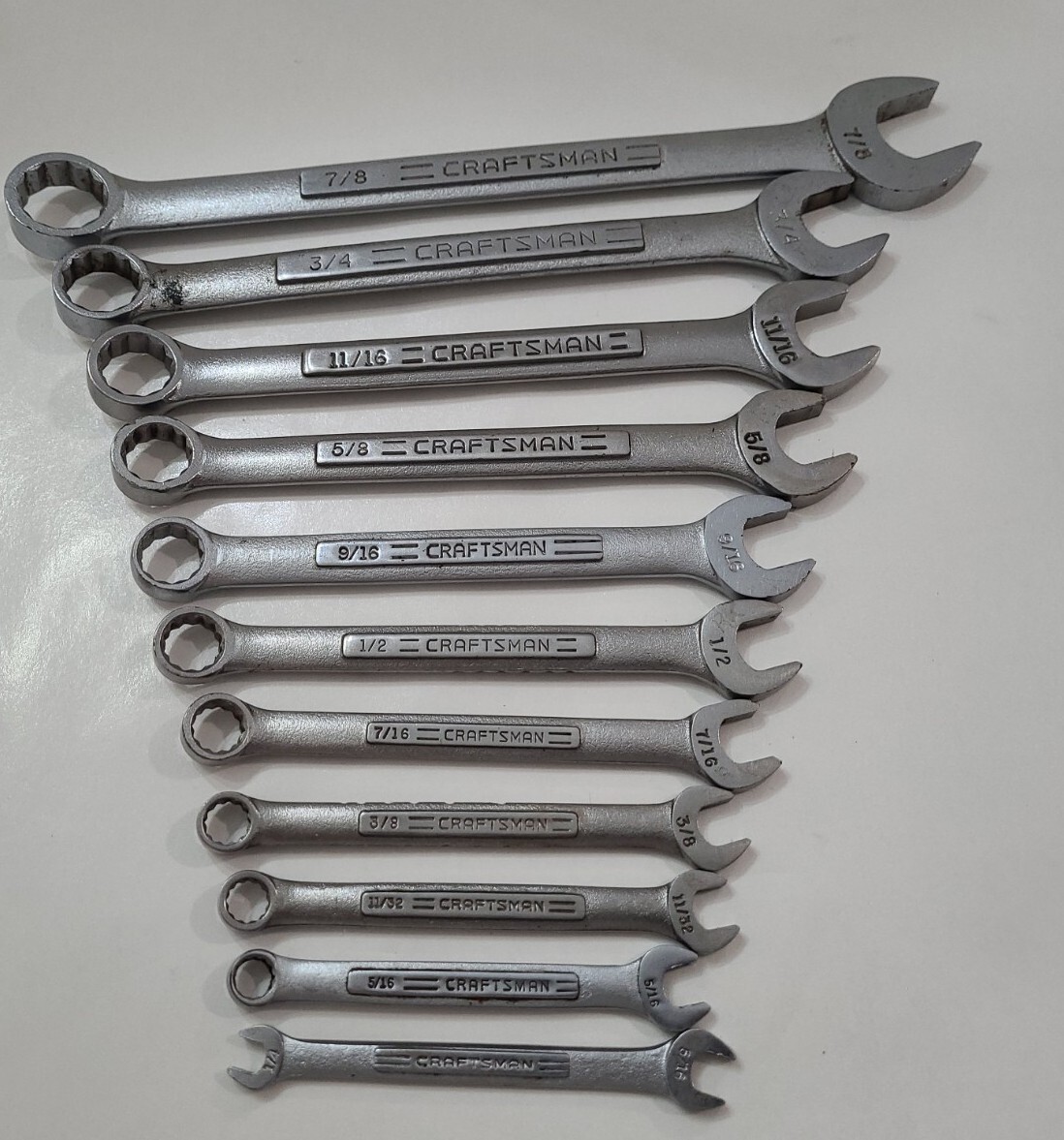 Vintage Craftsman Standard Combination Wrench Set VV Series 12 Piece 3/4-1/4 7/8