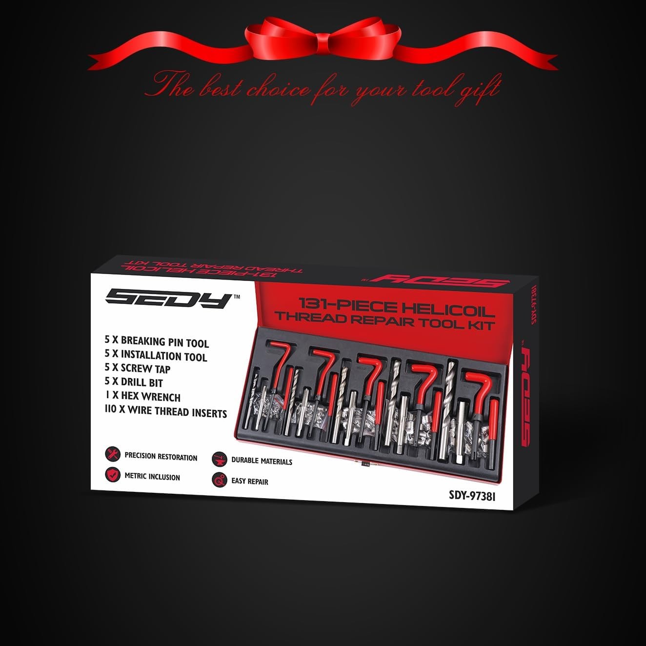 Metric Helicoil Thread Repair Kit: 131PCS HSS Drills Inserts Taps & Tools
