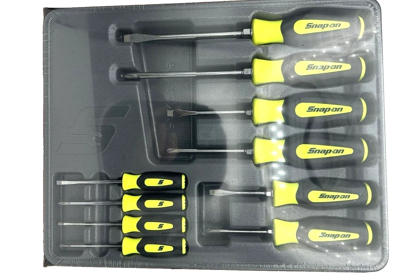 Snap-on Tools 10pc HIVIZ Soft Grip Phillips & Flat Head Screwdriver Sets USA NEW