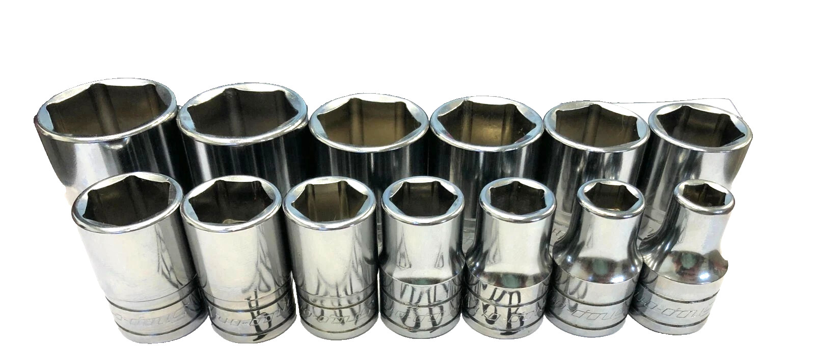 New Snap-on 1/2″ drive 3/8″ to 1 1/8″ 6-point Shallow Socket Set 313TWYA Unused