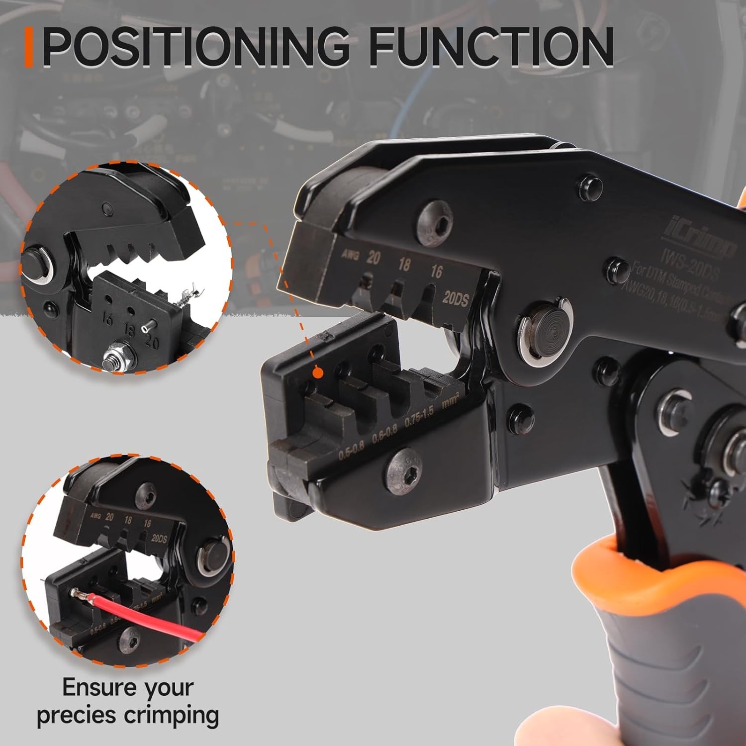 iCrimp Ratchet Deutsch Crimp Tool for DT Connector, Open Orange