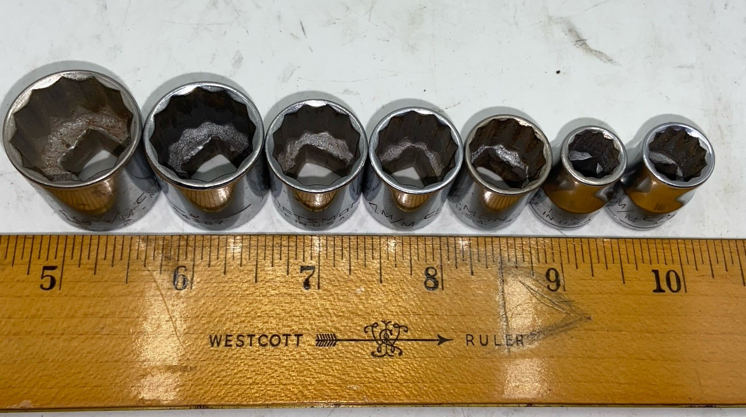Craftsman Metric 12pt Sockets *Lot Of 7* 19mm, 17mm, 15mm, 14mm, 13mm,10mm,9mm