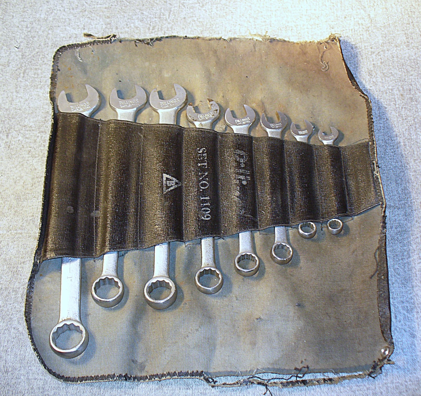 Vintage 8 Pc Billings Vitalloy Combination Wrench Set 1109-7/16 to 1” in Holder