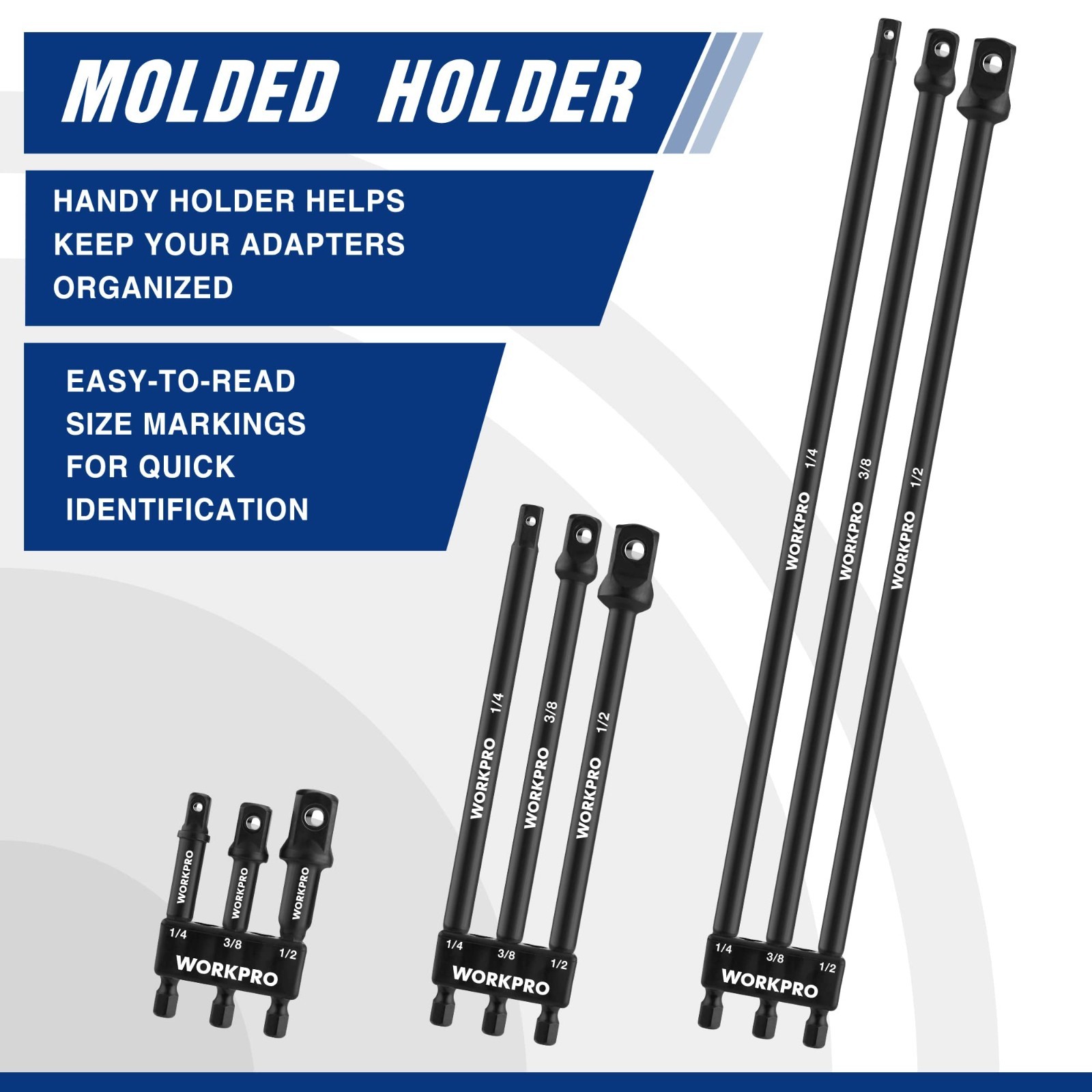 9-Piece Socket Adapter Extension Set, 1/4, 3/8, 1/2-Inch Drive, Impact Grade Bit