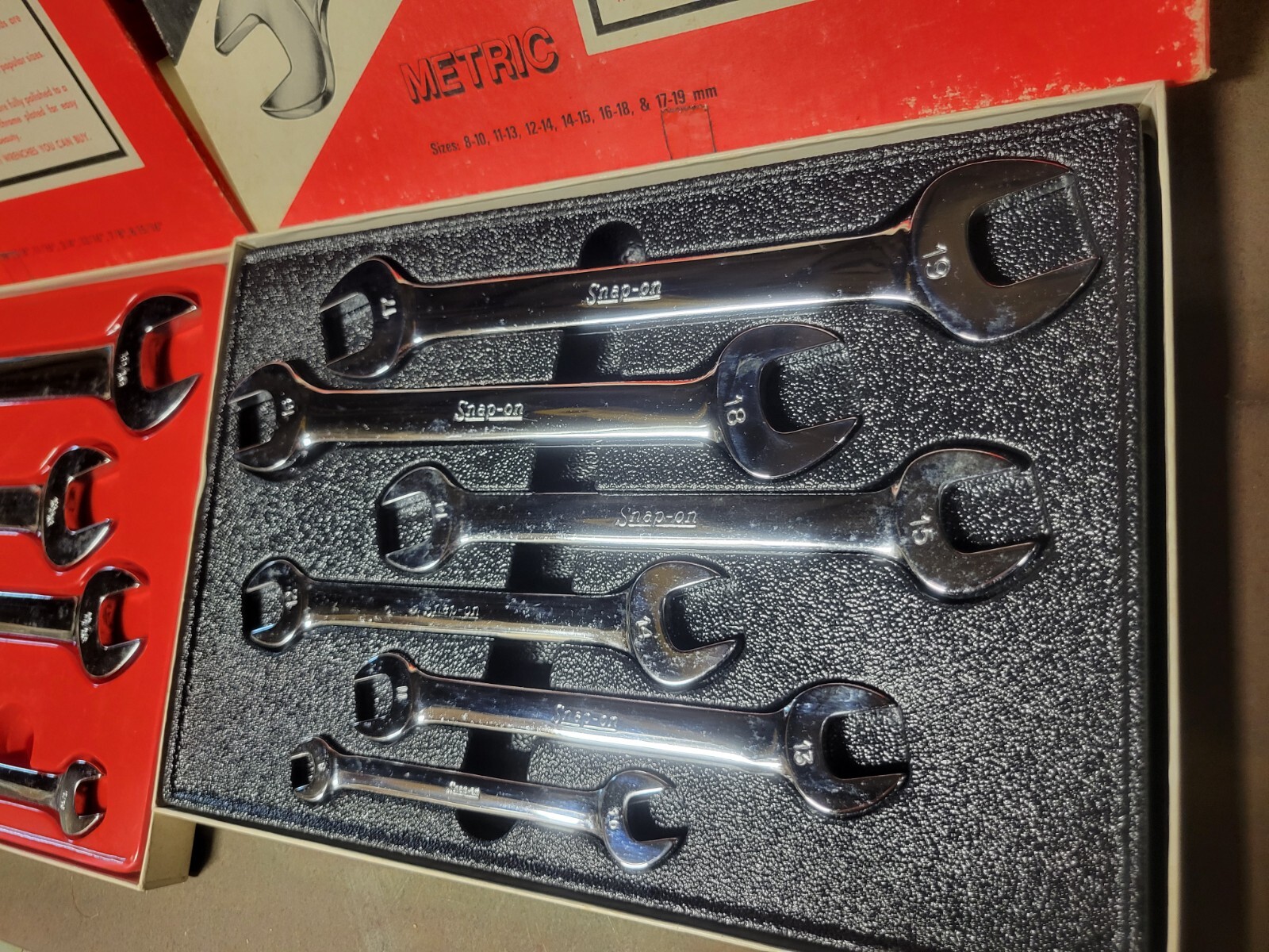 Vintage Snap On USA metric & standard open end wrench set original box very rare