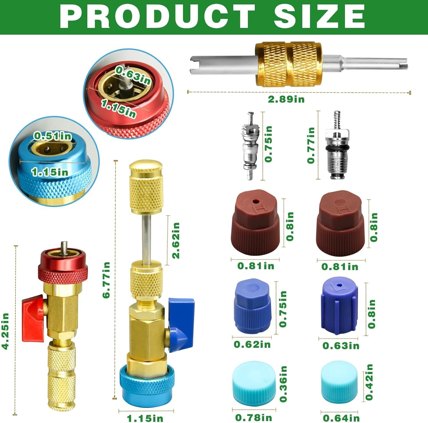31Pcs R134A AC Valve Core Removal Tool Set, Quick Installer for High/Low Pressur