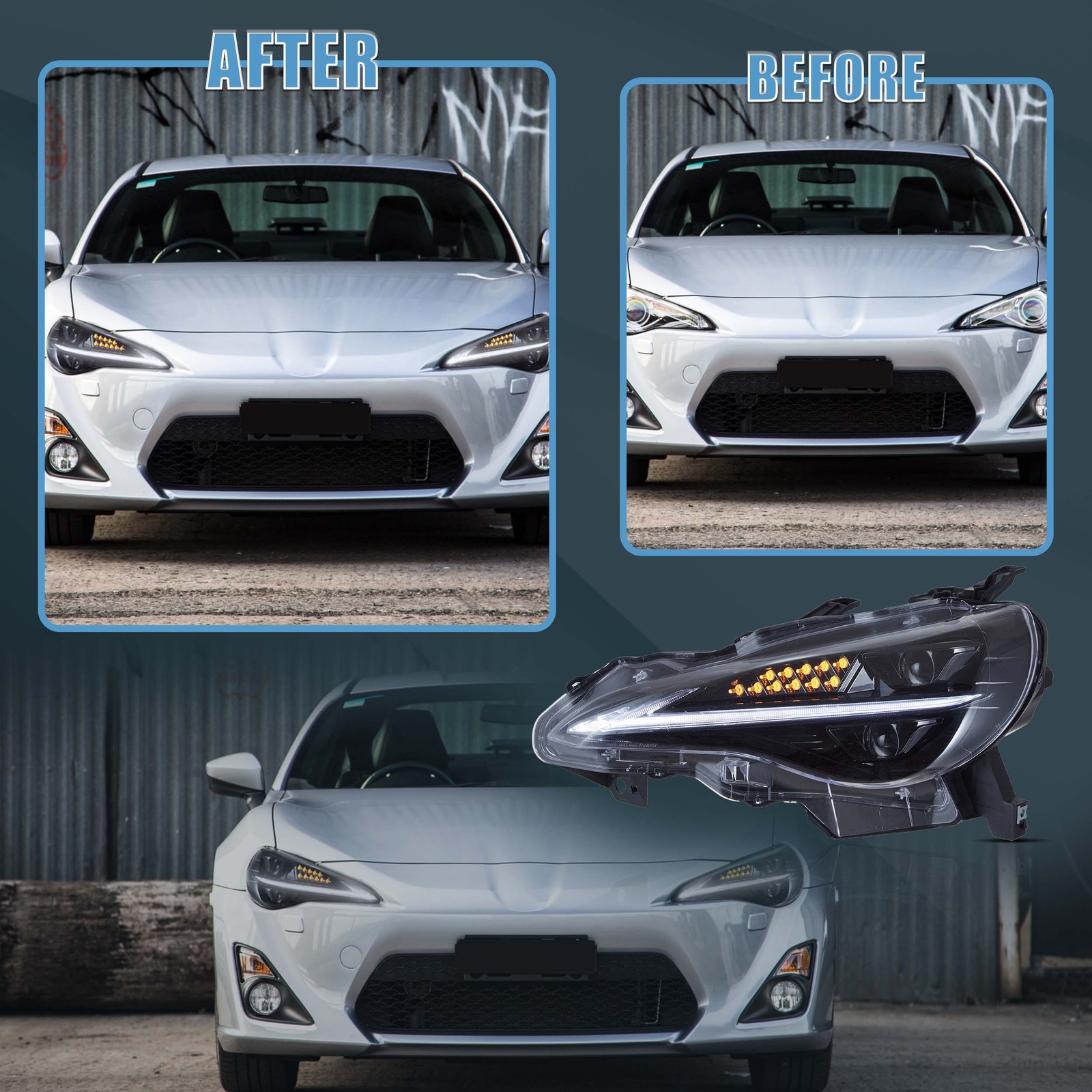 VLAND For 2012-2020 Toyota GT 86 Subaru BRZ FR-S Headlights W/Blue DRL Animation