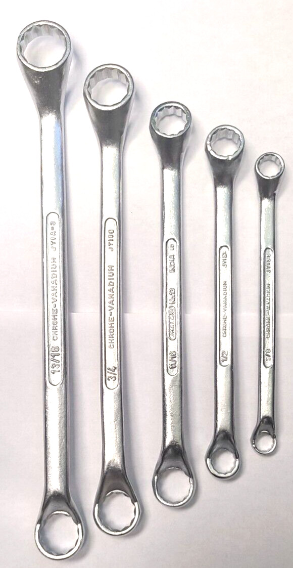 5Pcs. 10 Sizes Extra Long Double Box End Wrench Set 3/8″ – 7/8″ With Pouch
