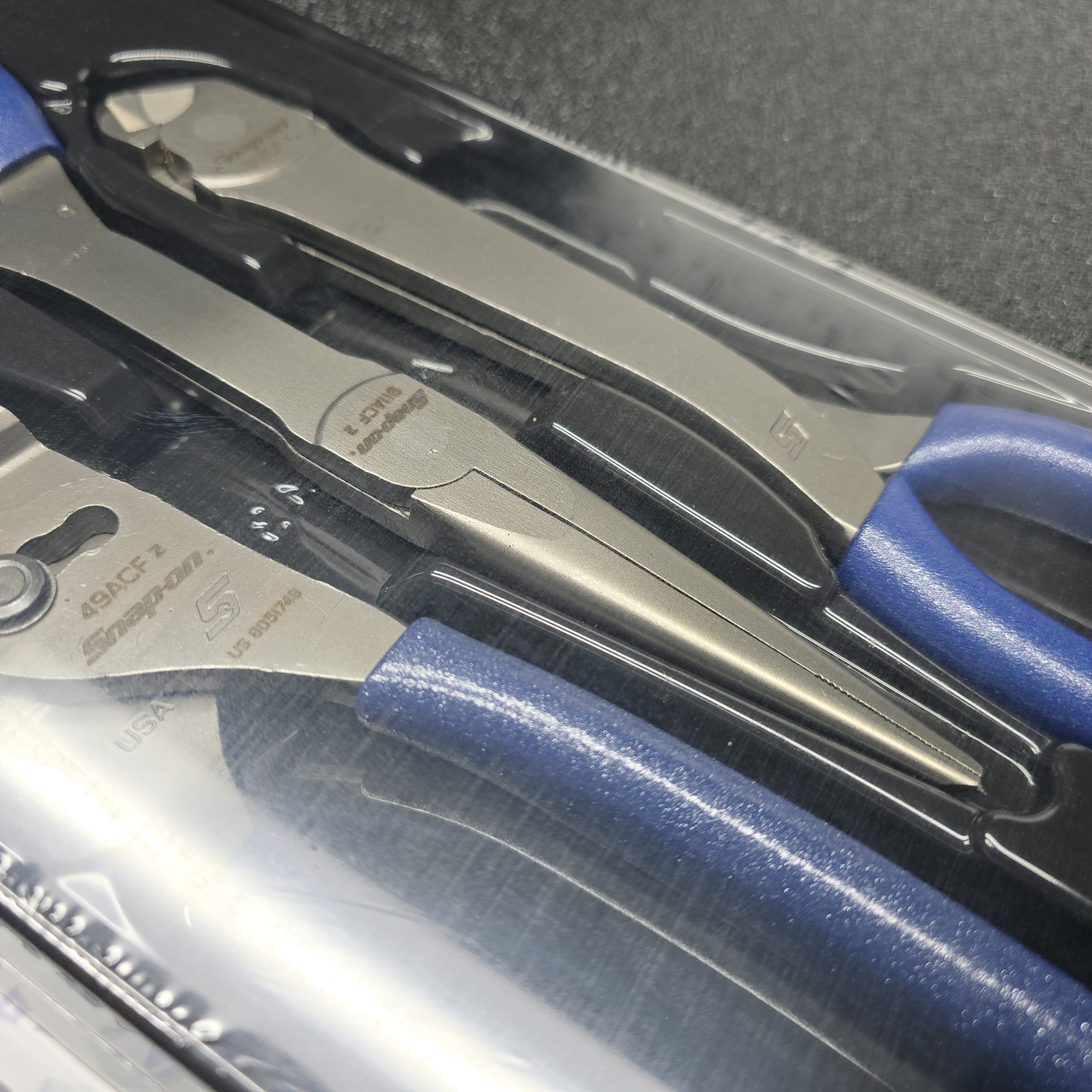 Snap-on Tools NEW 3pc POWER BLUE Soft Grip Heavy Duty Pliers Lot Set PL330ACFMB