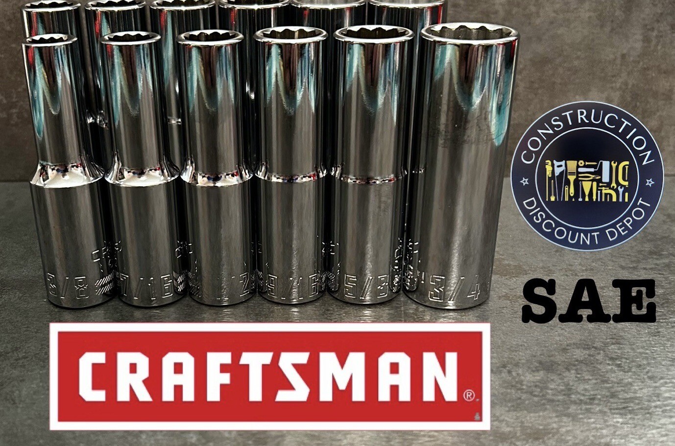 New Craftsman 12 Piece Deep 1/2″ Drive SAE & METRIC MM 12 Point socket set