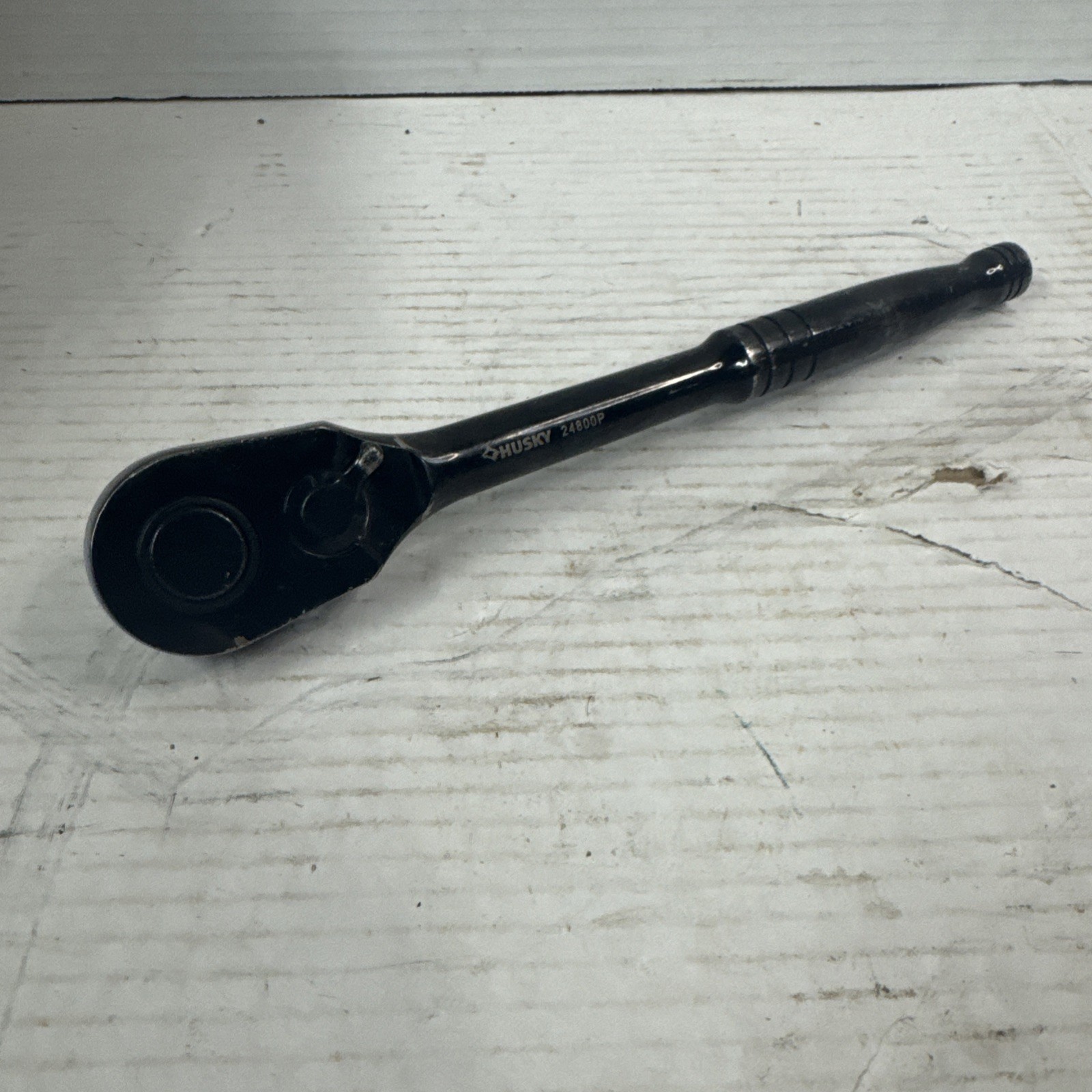 Husky 1/2” Drive Chrome Quick Release Ratchet 11 Inches Long Handle Worn Heavily