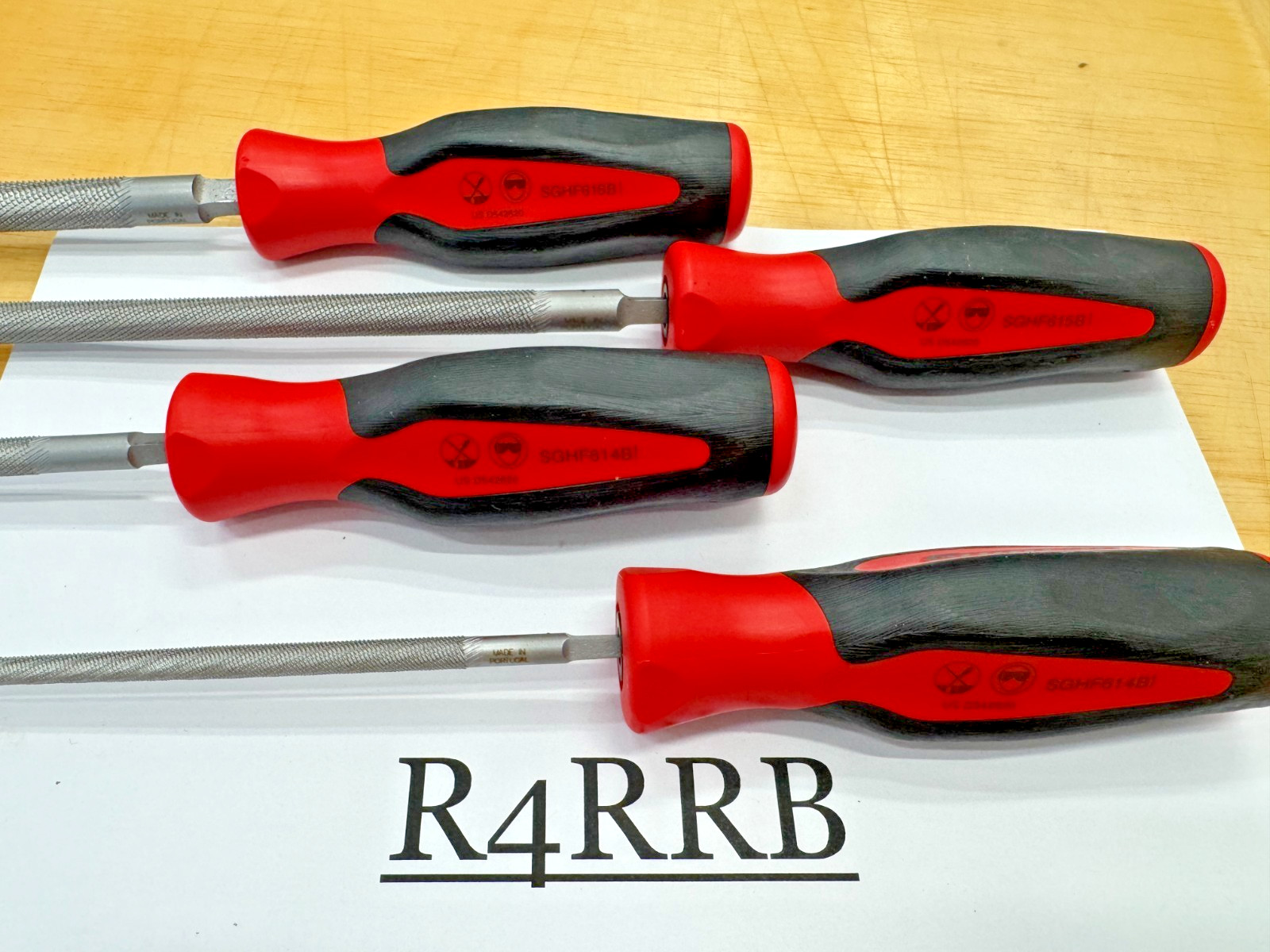 Snap-on Tools USA NEW RED 4 Piece Soft Grip ROUND File Set SGHBF200A W/ HOLDER