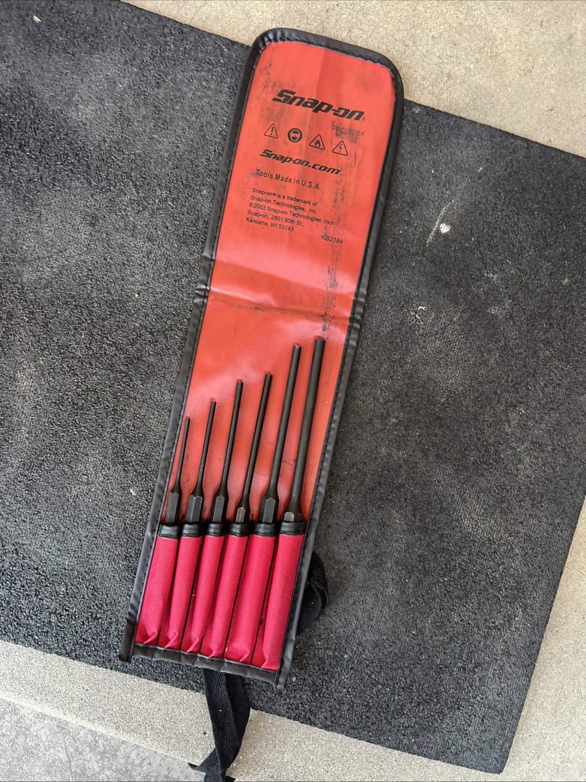 For Snap On 6 pc Long Pin Punch Set PPCL60bk New Open Box