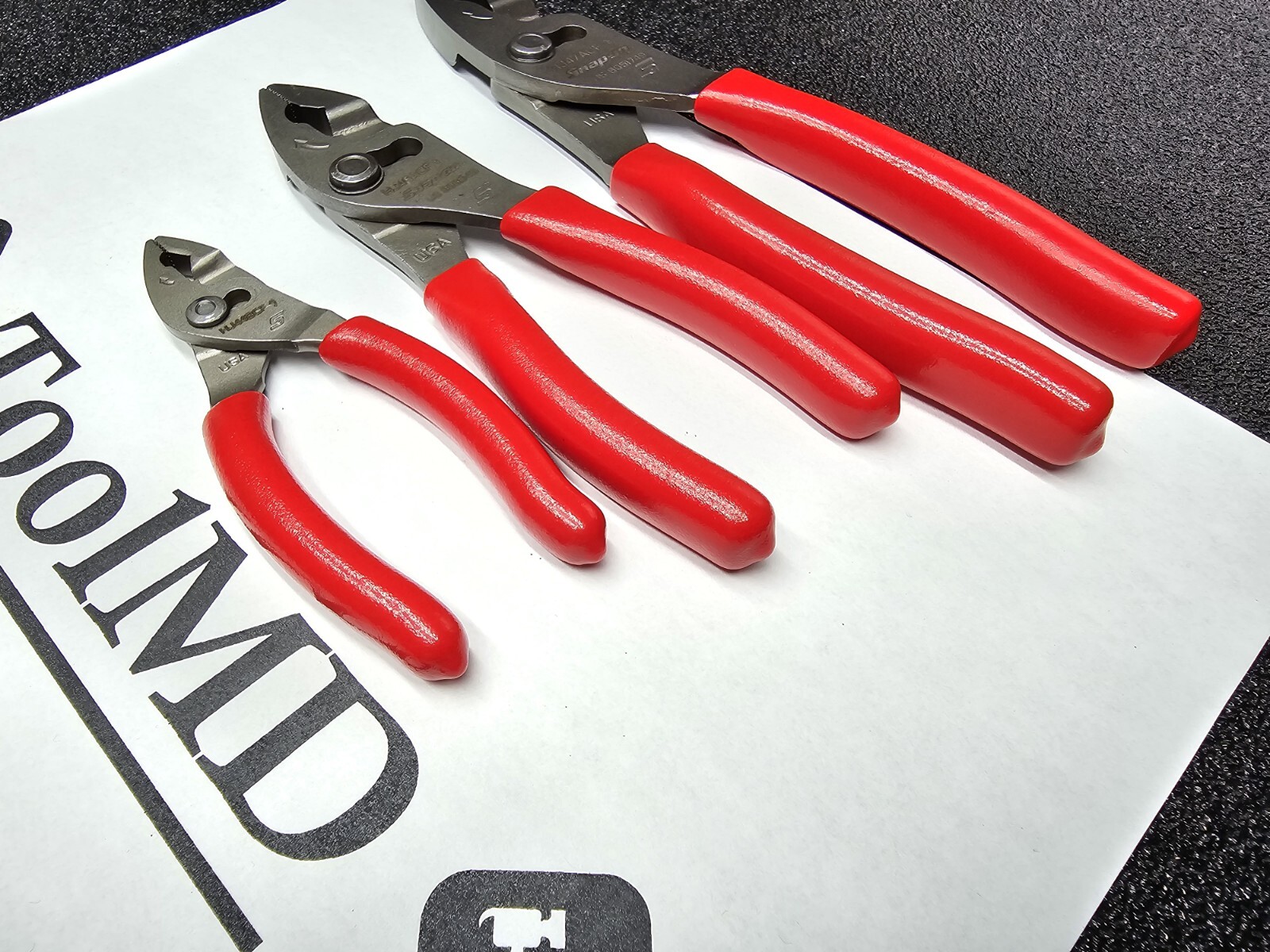 Snap-on Tools USA RED 3pc Talon Soft Grip FlankJaw Slip-Joint Plier Set HJ44BCF
