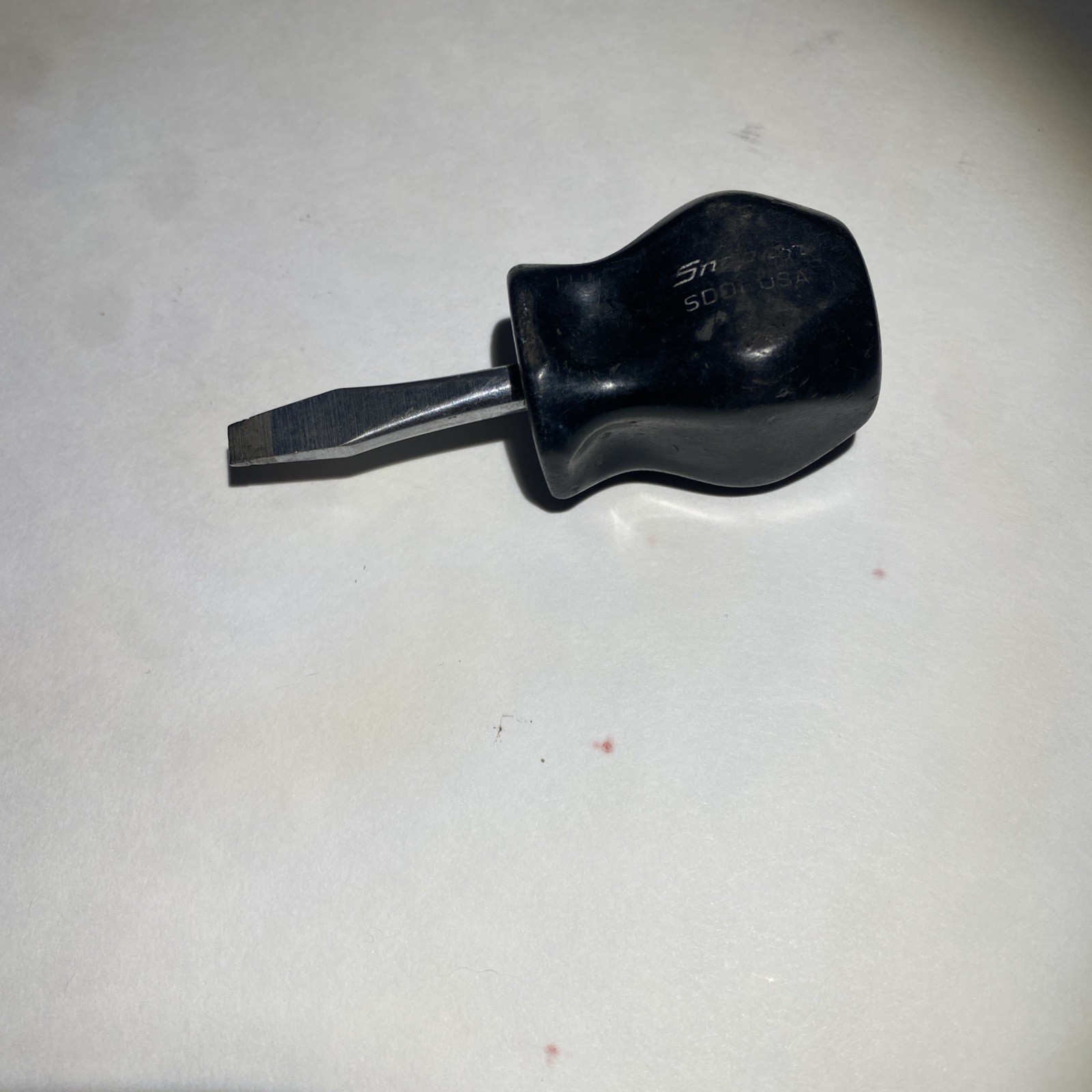 Snap On Flat Tip Stubby Hard Black Handle Grip Screwdriver SDD1 1/4» tip