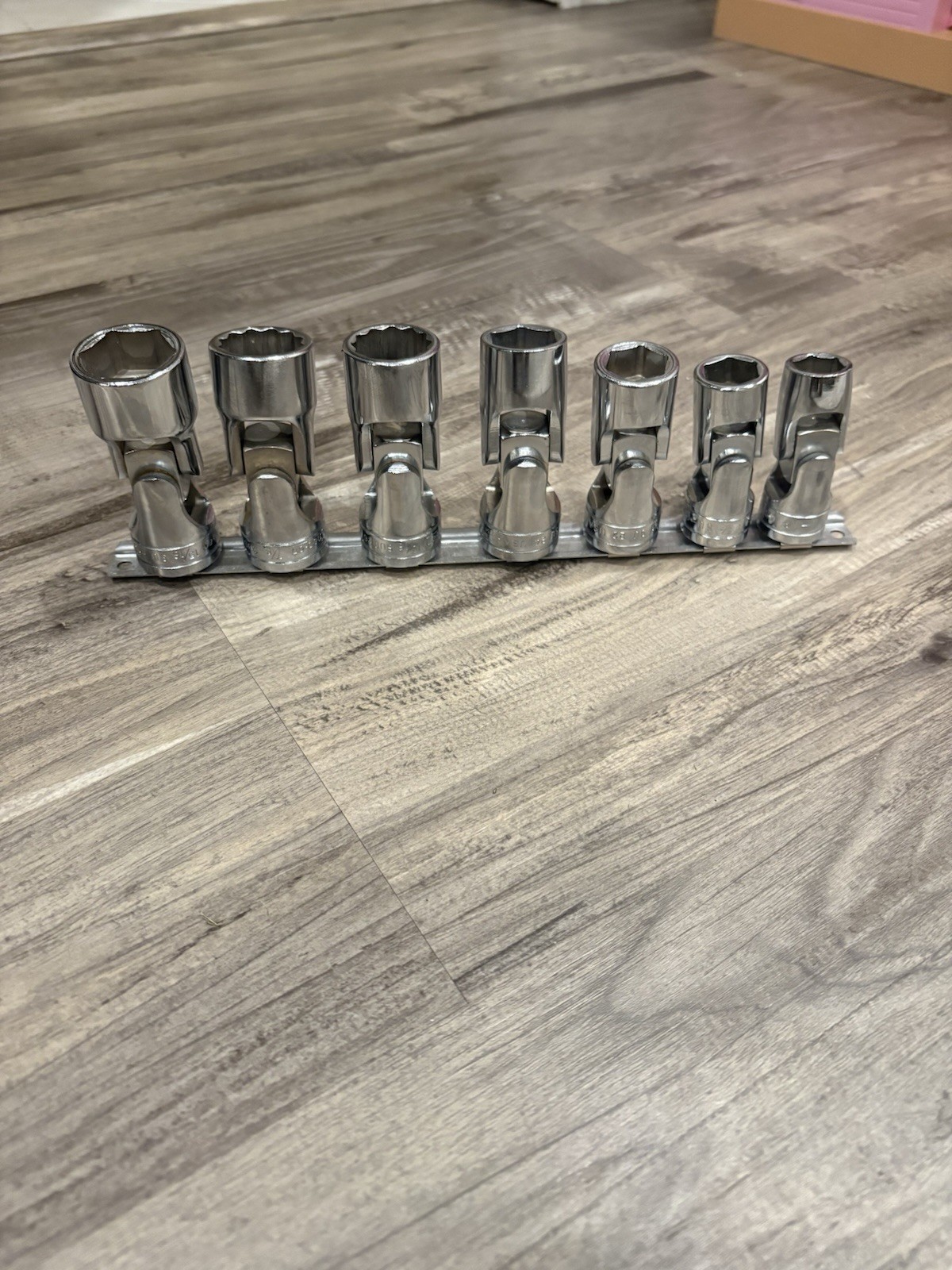 NOS Snap-On Tools 1/2″ drive 9/16″ – 15/16″ 6-pt. Shallow Swivel Socket Set