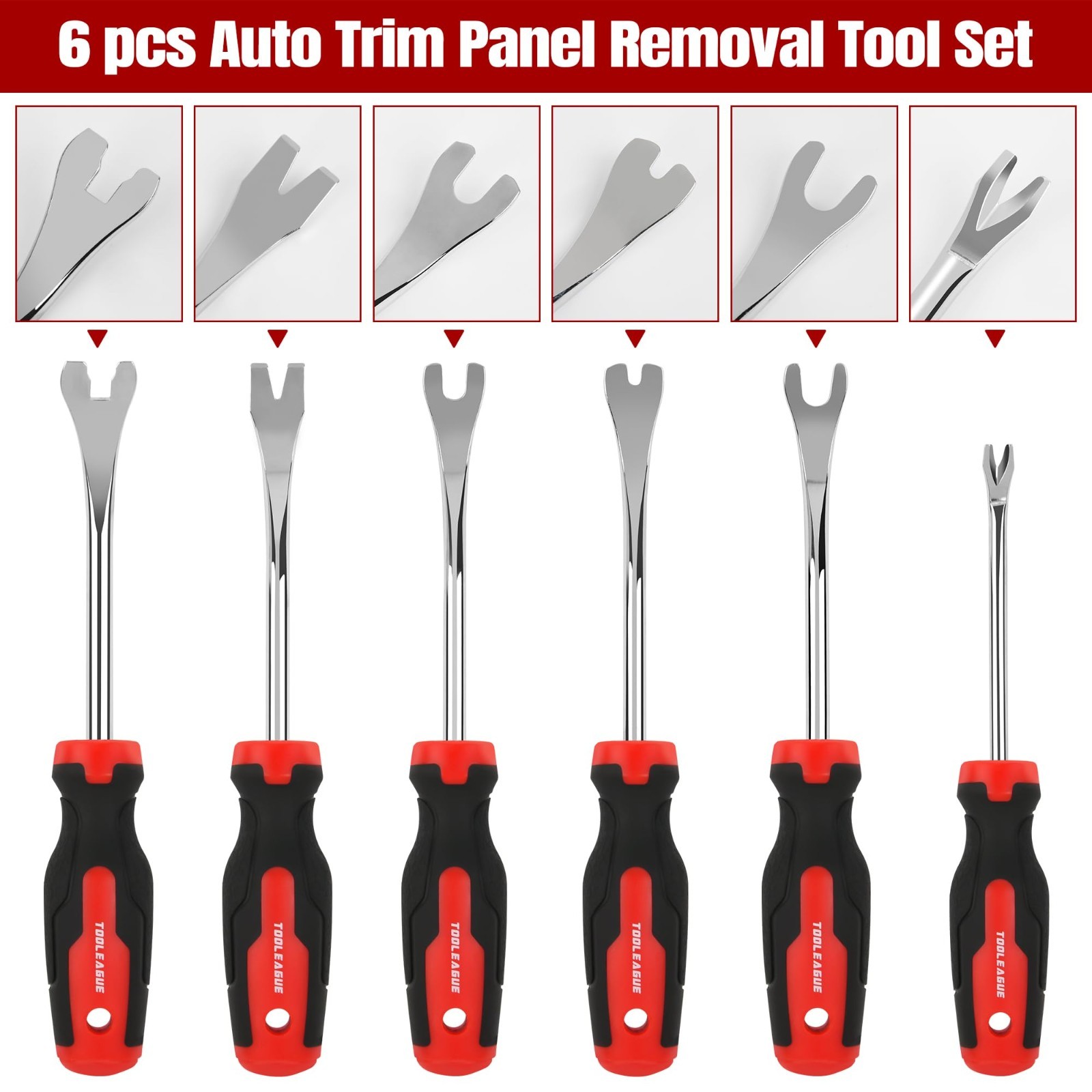 6Pcs Car Trim Removal Tool Set, Auto Upholstery Fastener Remover Kit, Storage Ba