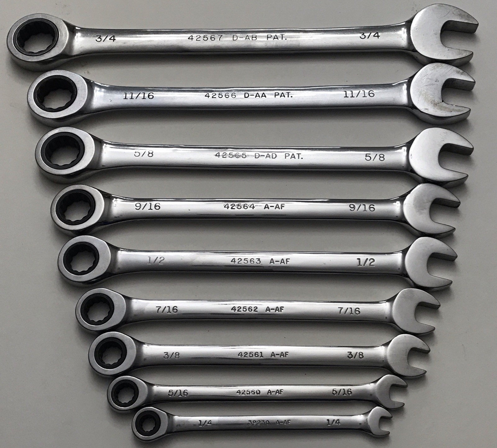 Craftsman Combination Ratchet End Long Wrench Set SAE 3/4″- 1/4” 45660-67, 39230