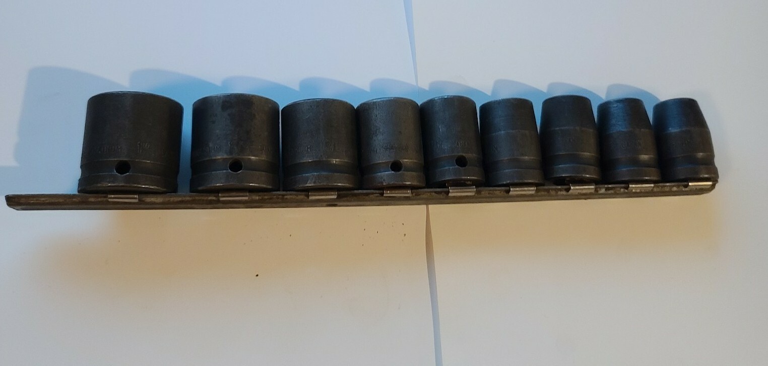 9 Piece Impact Socket Set, Unbranded, 1/2 in Drive, Standard, 6 Pt, 7/16″-1″