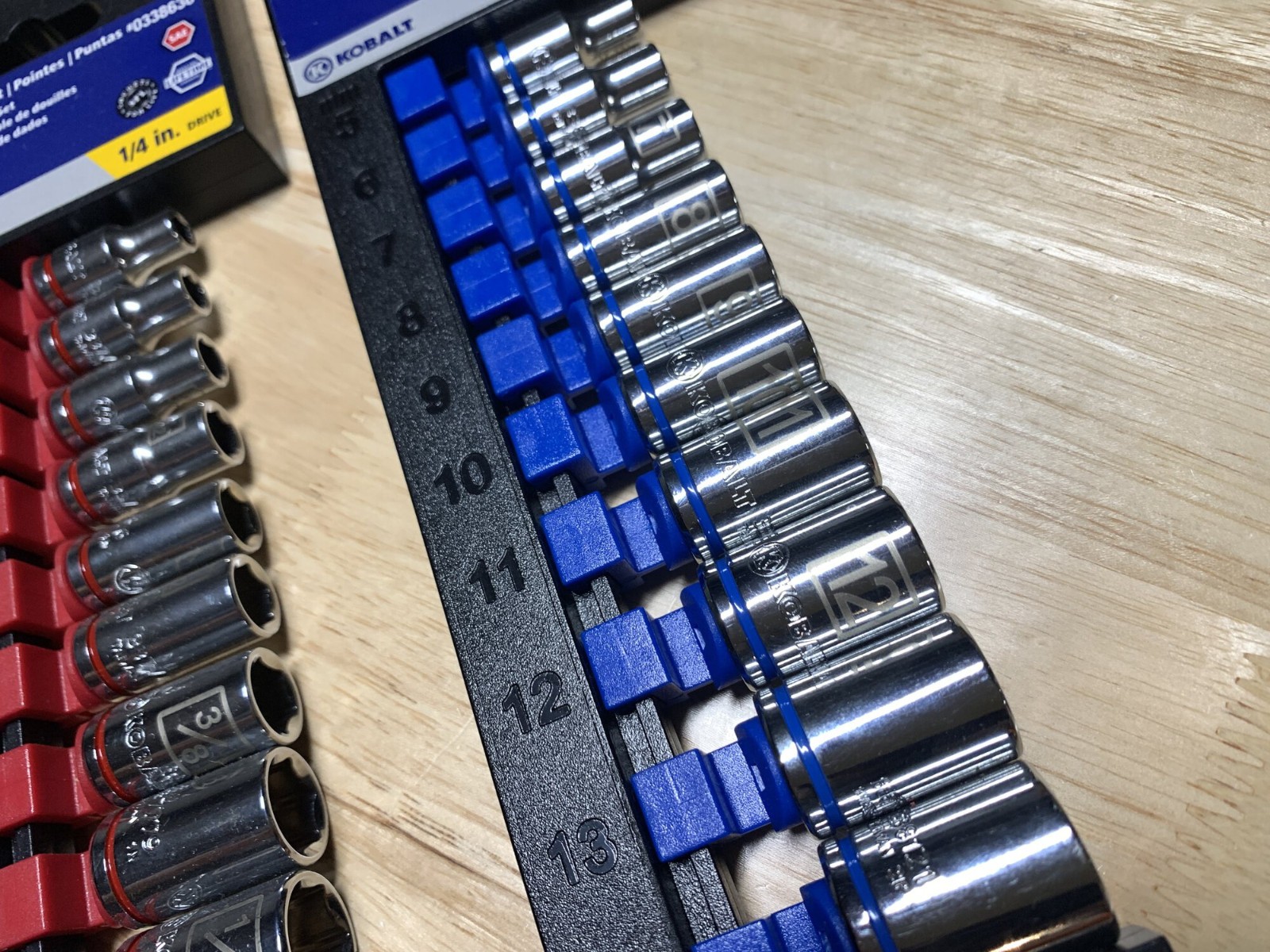 2 New Old Stock Kobalt 1/4″ Drive Socket Sets Metric & SAE 10-piece 6-point