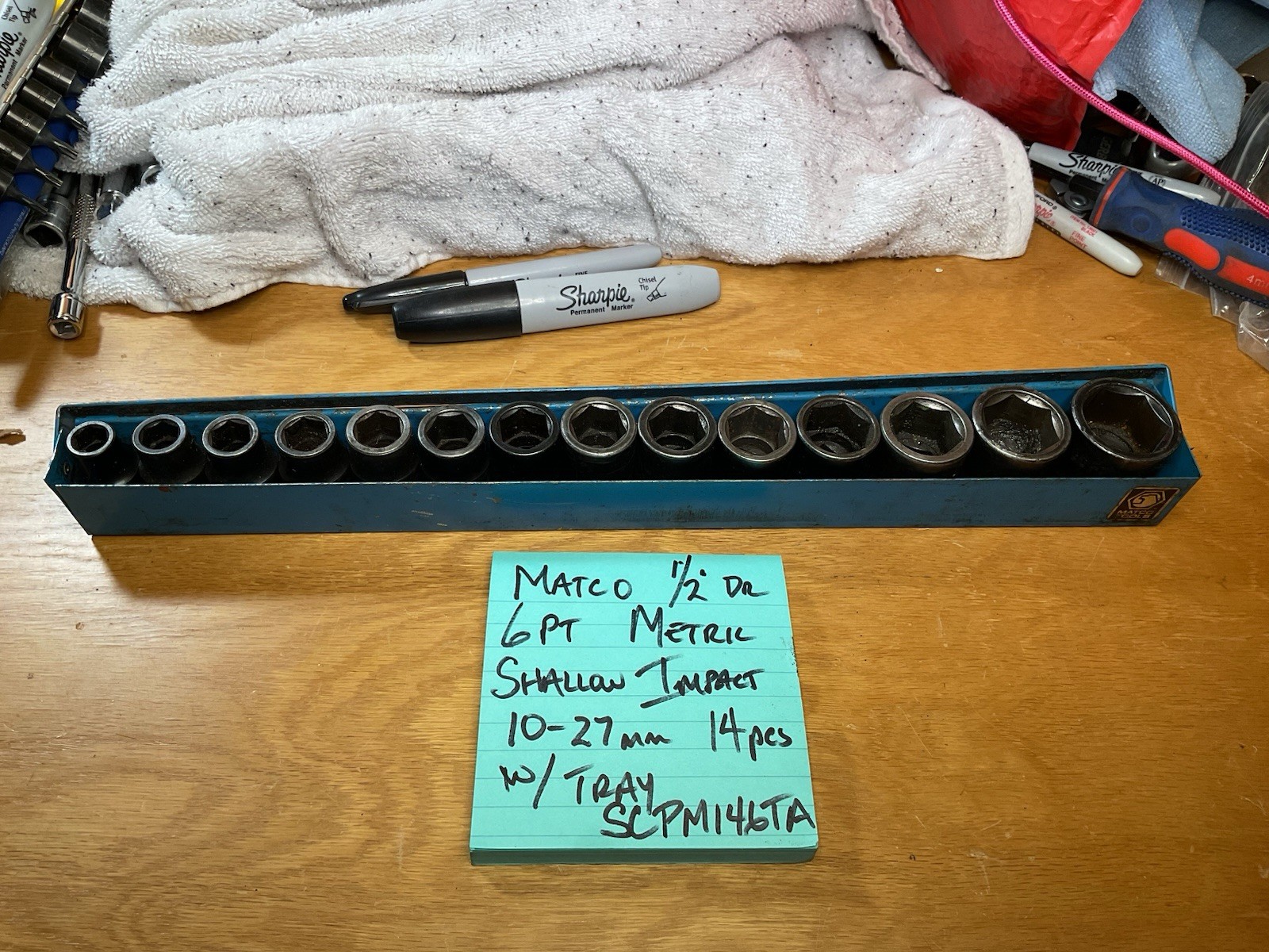 MATCO SCPM146TA 1/2″ Dr. 6Pt. Metric, Impact, Shallow Skt. Set (10-27mm) w/Tray