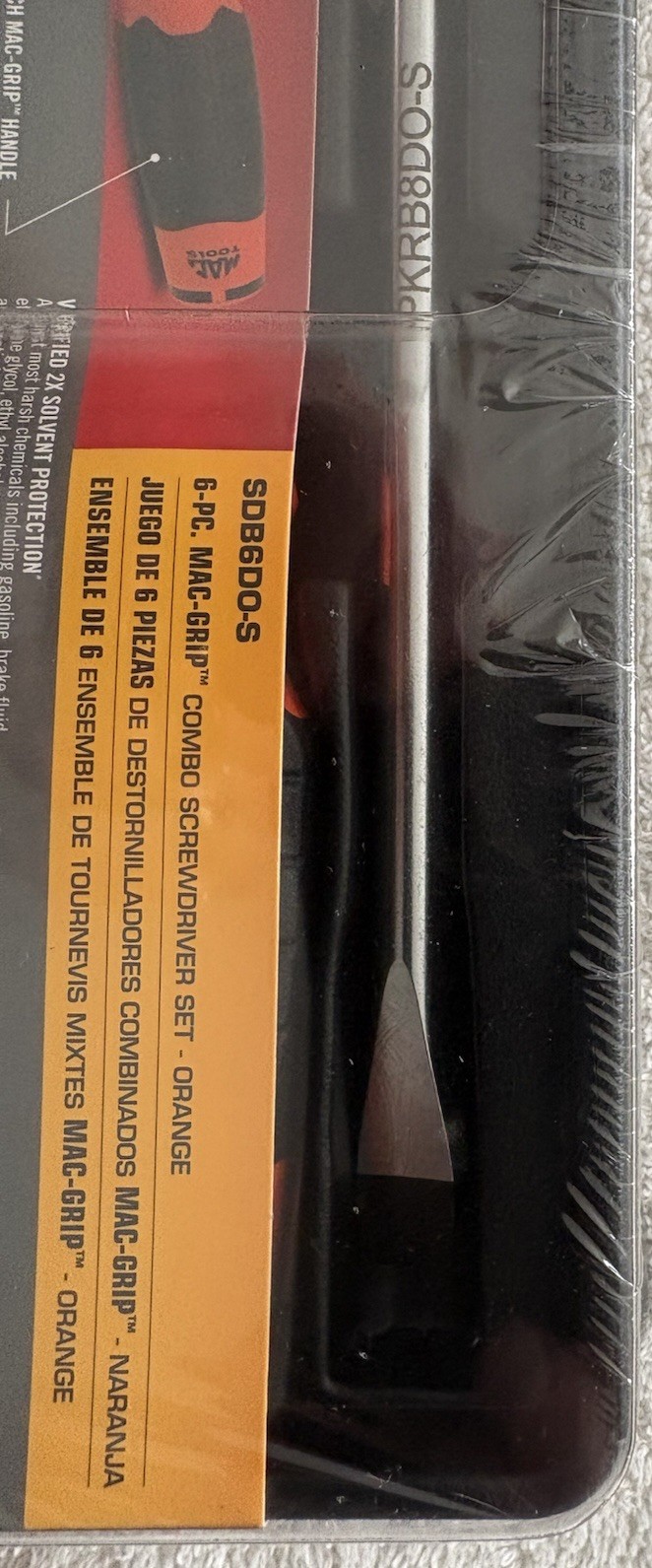 Mac Tools 6 Pc. Mac Grip Combo Screwdriver Set w/Plastic Storage Tray (Orange)