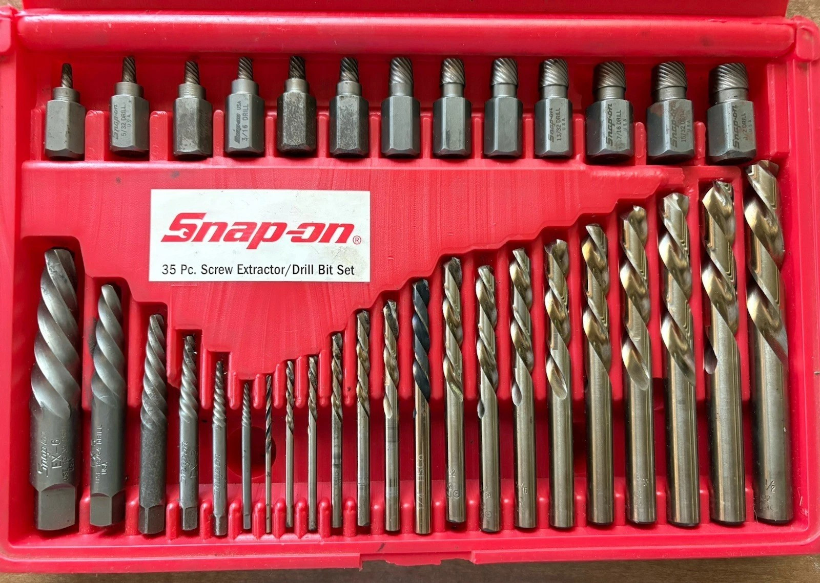 Snap-on™ EXD35A Multi-Spline Spiral Flute Extractor SET Left Hand Drill Bits Use