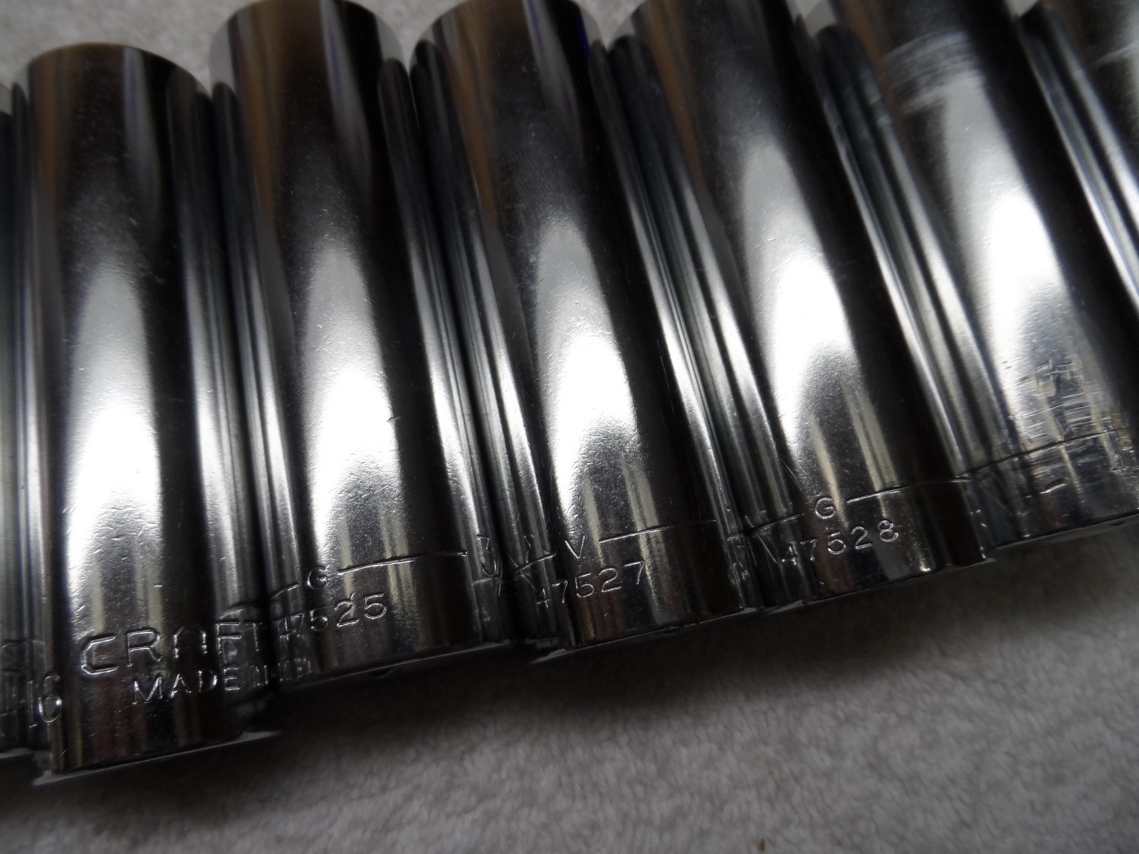 Craftsman 1/2″ Drive SAE Deep Socket Set, USA, 12pt – 9 pcs (1/2″ to 1″) -V- -G-