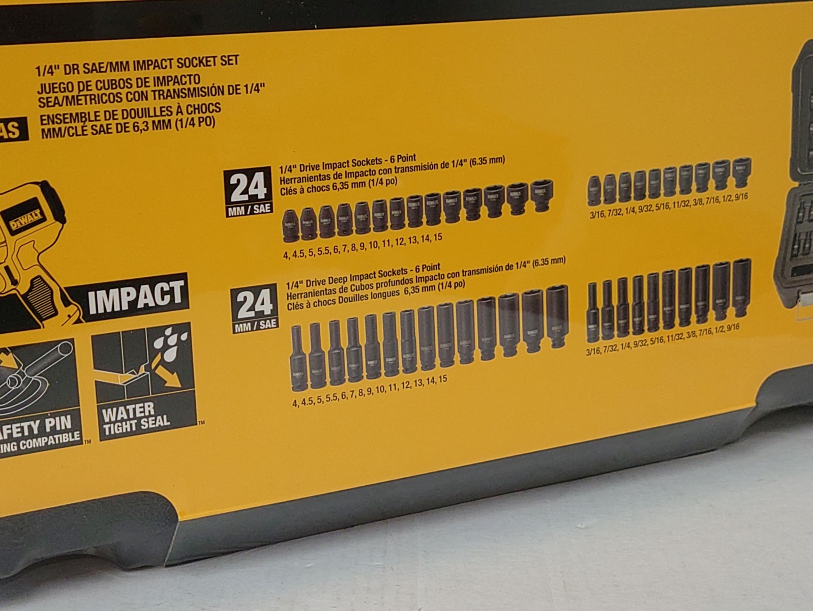 DeWALT 48 PC 1/4″ Drive Black Oxide Metric SAE Impact Socket Set DWMT19251