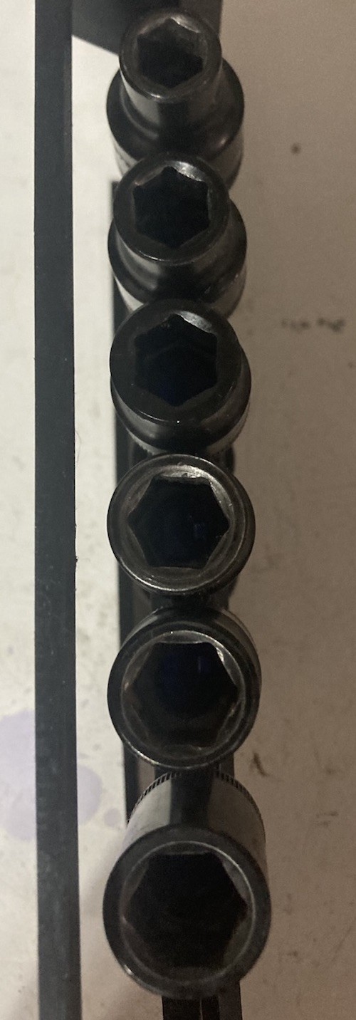 Metric + SAE Shallow 1/2” Impact Socket Set Masterforce/Quinn. Mixed Used + New.