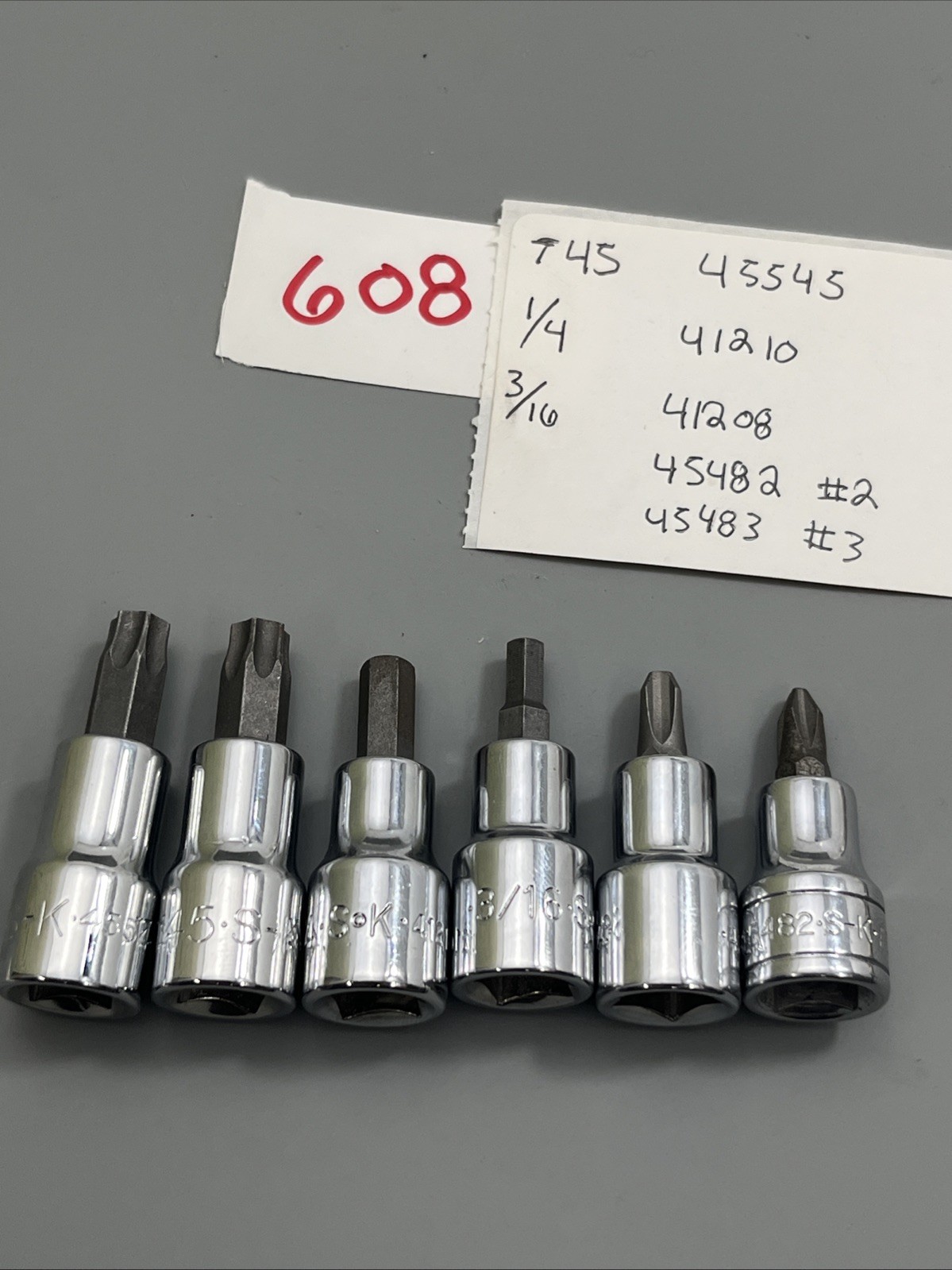 SK Tools 3/8″ Dr. mixed lot 45545 , 41210 , 41208 3/16″ , 45482 #2 , 45483 #3