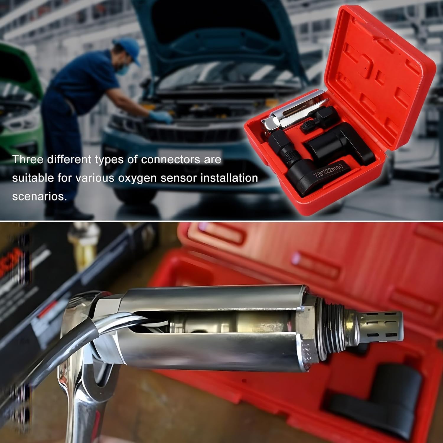 5-Piece Oxygen Sensor Tool Kit – Chromium-Vanadium Steel for Easy Repairs