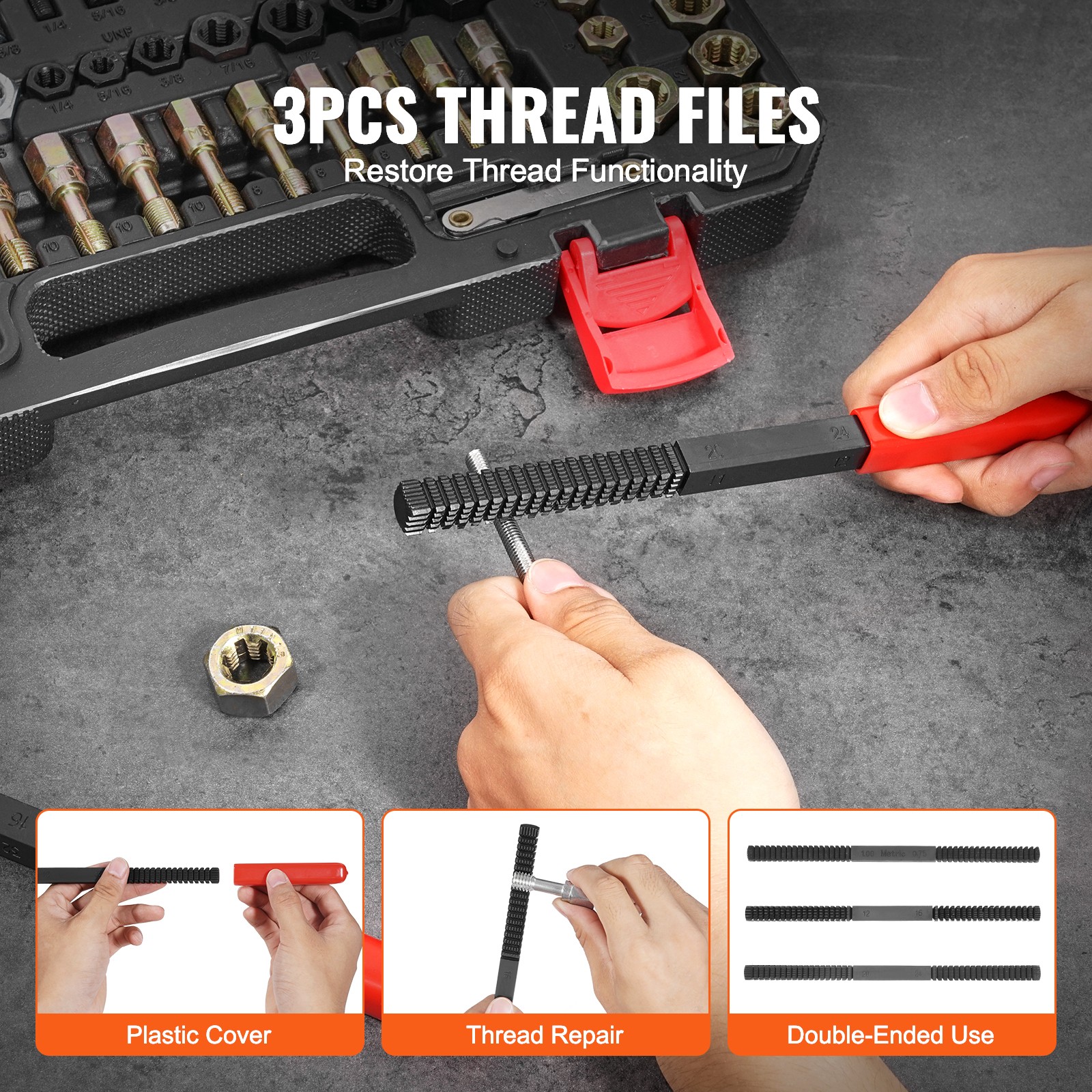 Uimoso 61PCS Thread Chaser Set for UNC, UNF, and Metric Thread Repair Tools