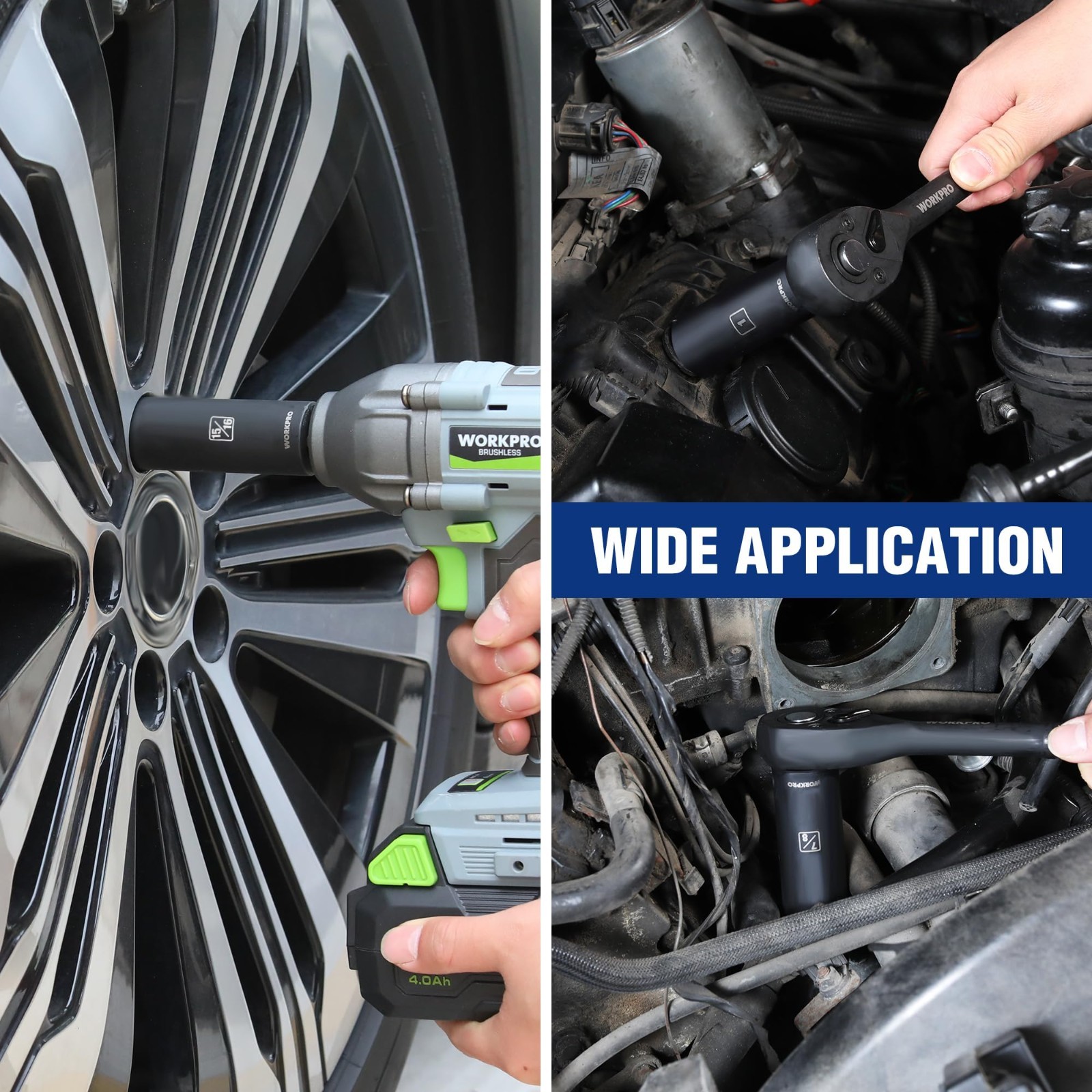 14-Piece 1/2″ Drive Deep Impact Socket Set, 6-Point Heavy Duty Case, Cr-V Steel,