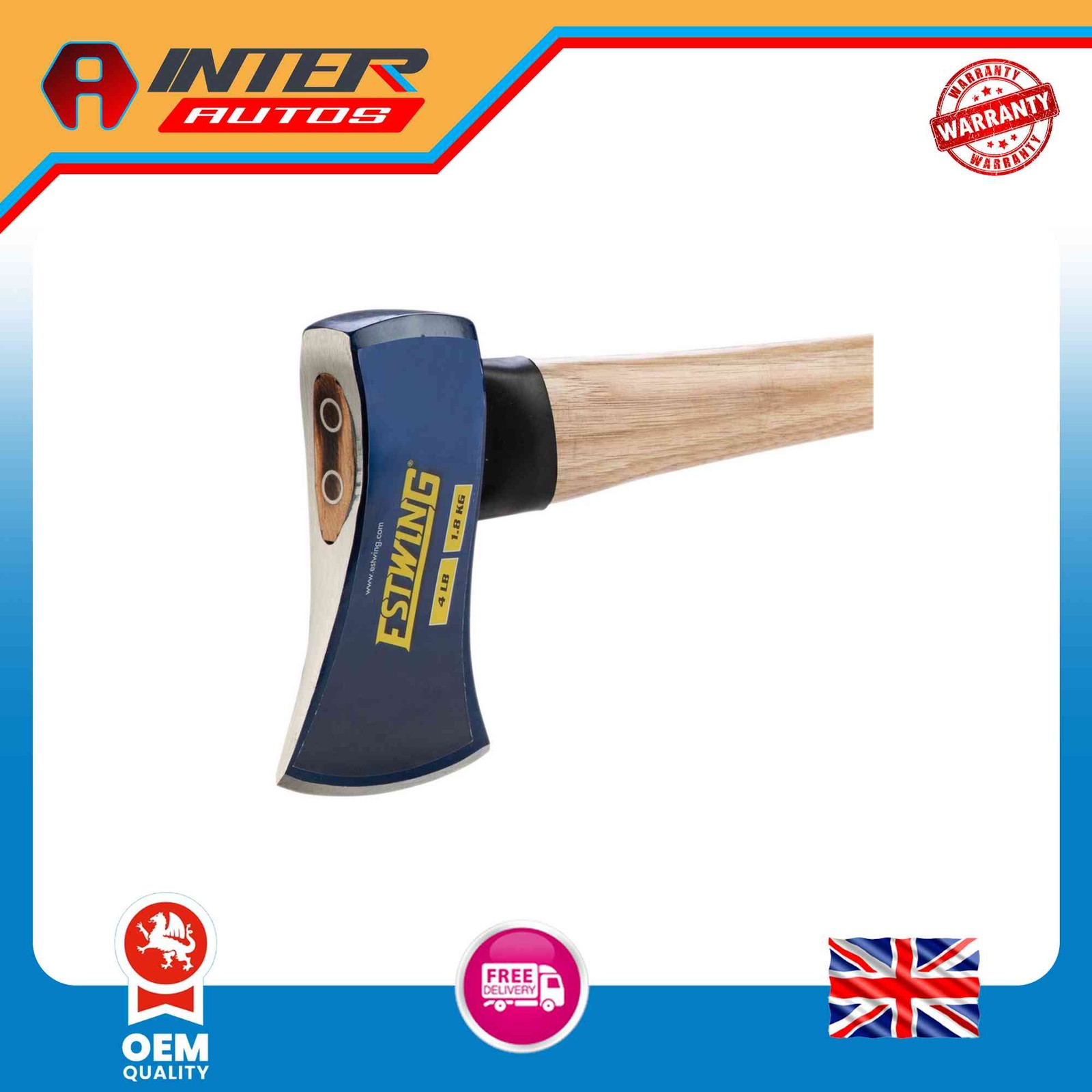 Estwing EAX-436W Axe with Hickory Shaft, 1.8kg/4lb 31625