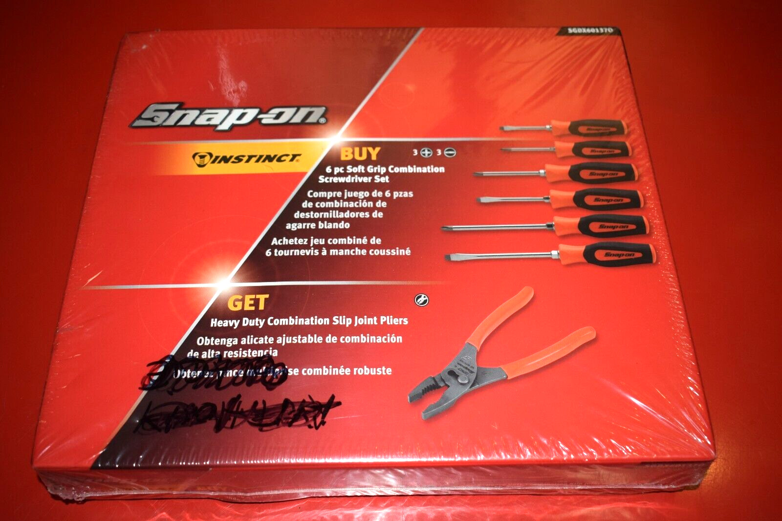 Snap-On Tools 7pc Orange SGDX60 Soft Grip Screwdriver Set & 137ACF Pliers ~ US9