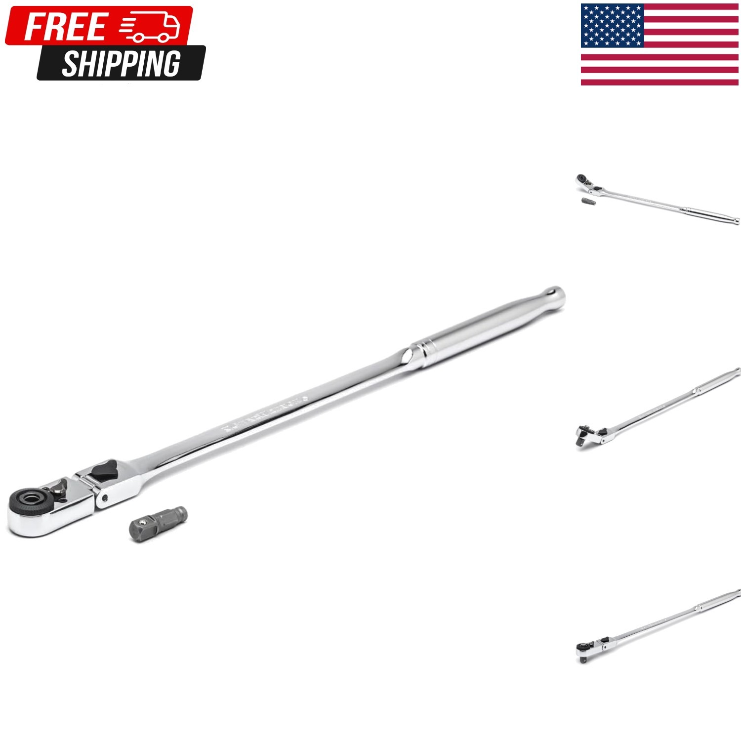 1/4″ Drive 72 Tooth Quick Release Locking Flex Slim Head Ratchet, 12″ – 81030