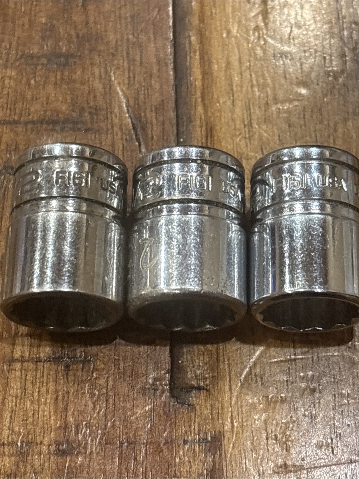 Snap-On Tools 1/2” Shallow Sockets 5pc 3/8” Drive 12 point F161 USA SAE