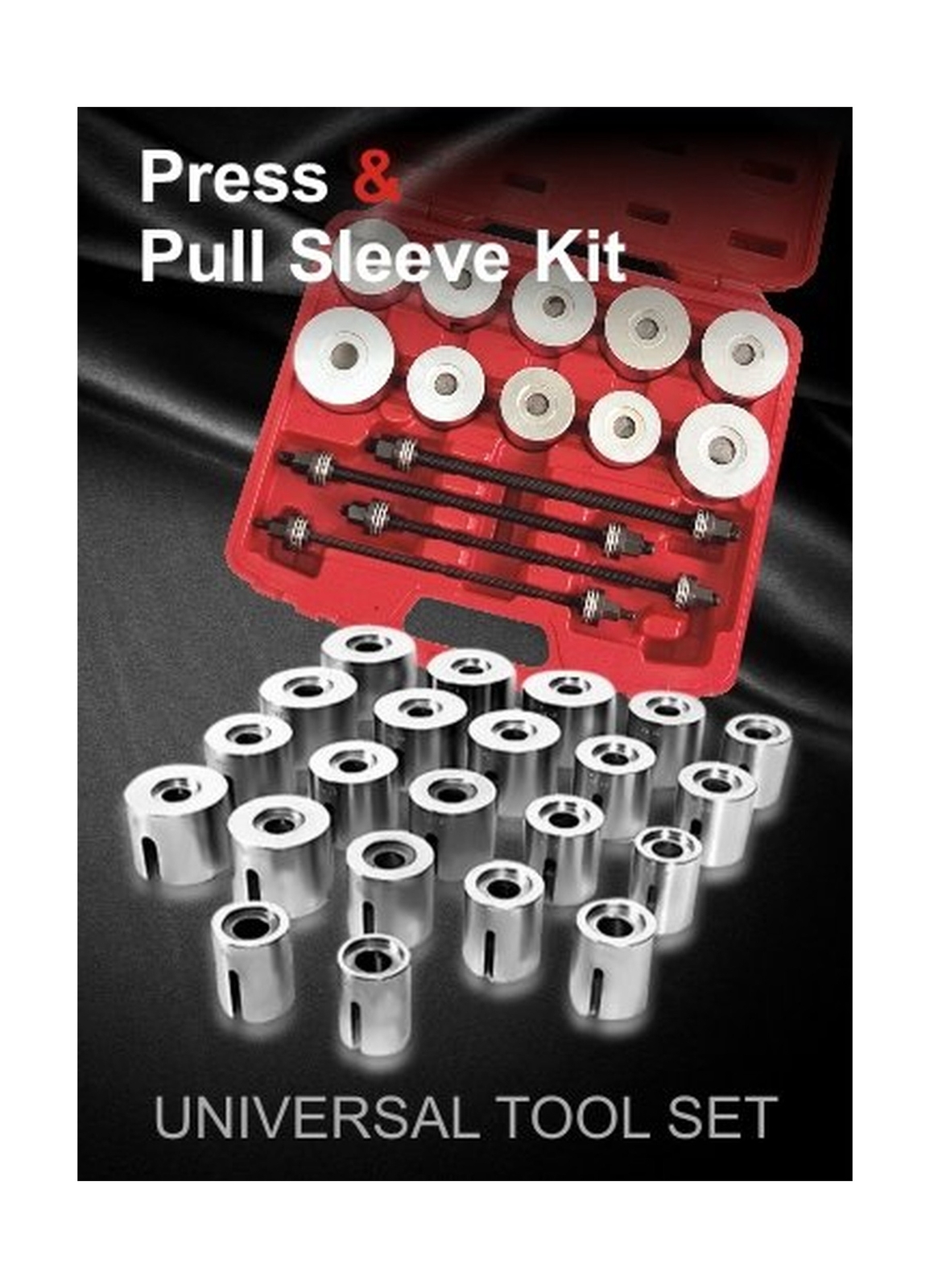 WINTOOLS 27 Pcs Universal Press & Pull Sleeve Kit Bush Bearing Removal Insert…