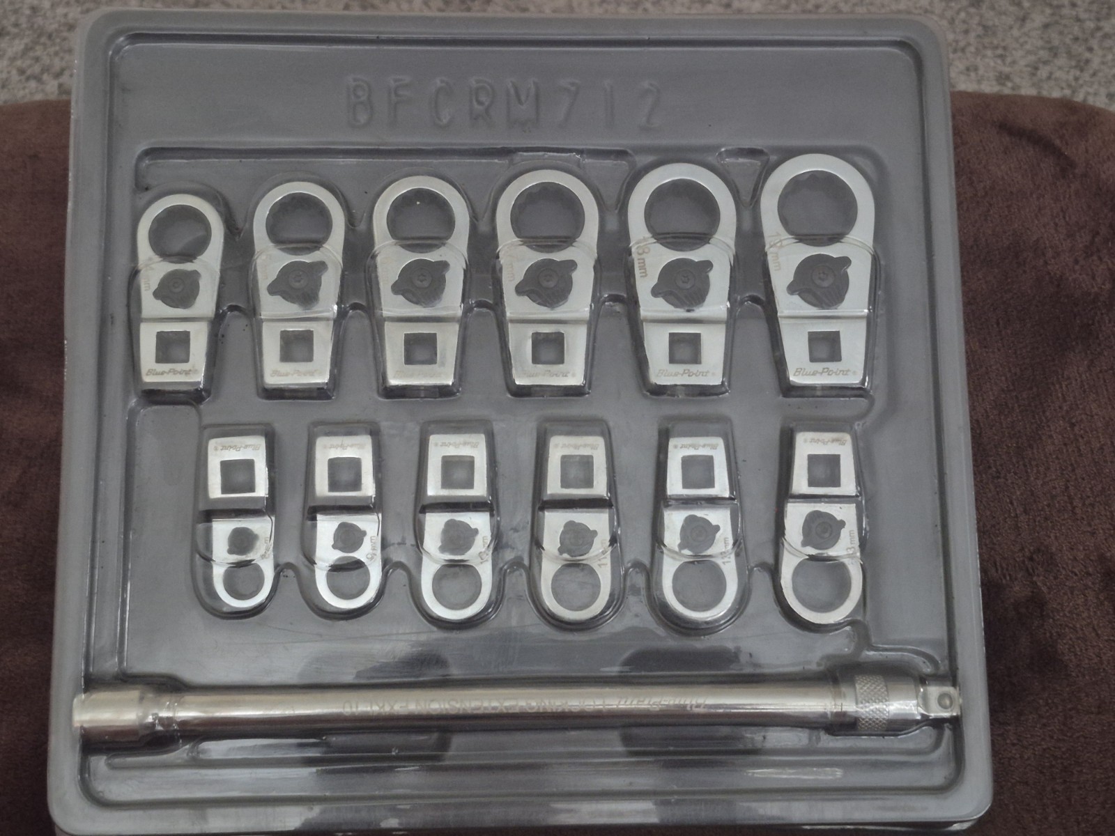 BLUE POINT/SNAP-ON-BFCRM712 RATCHETING CROWFOOT SET 13pc-⅜»-12pt MM
