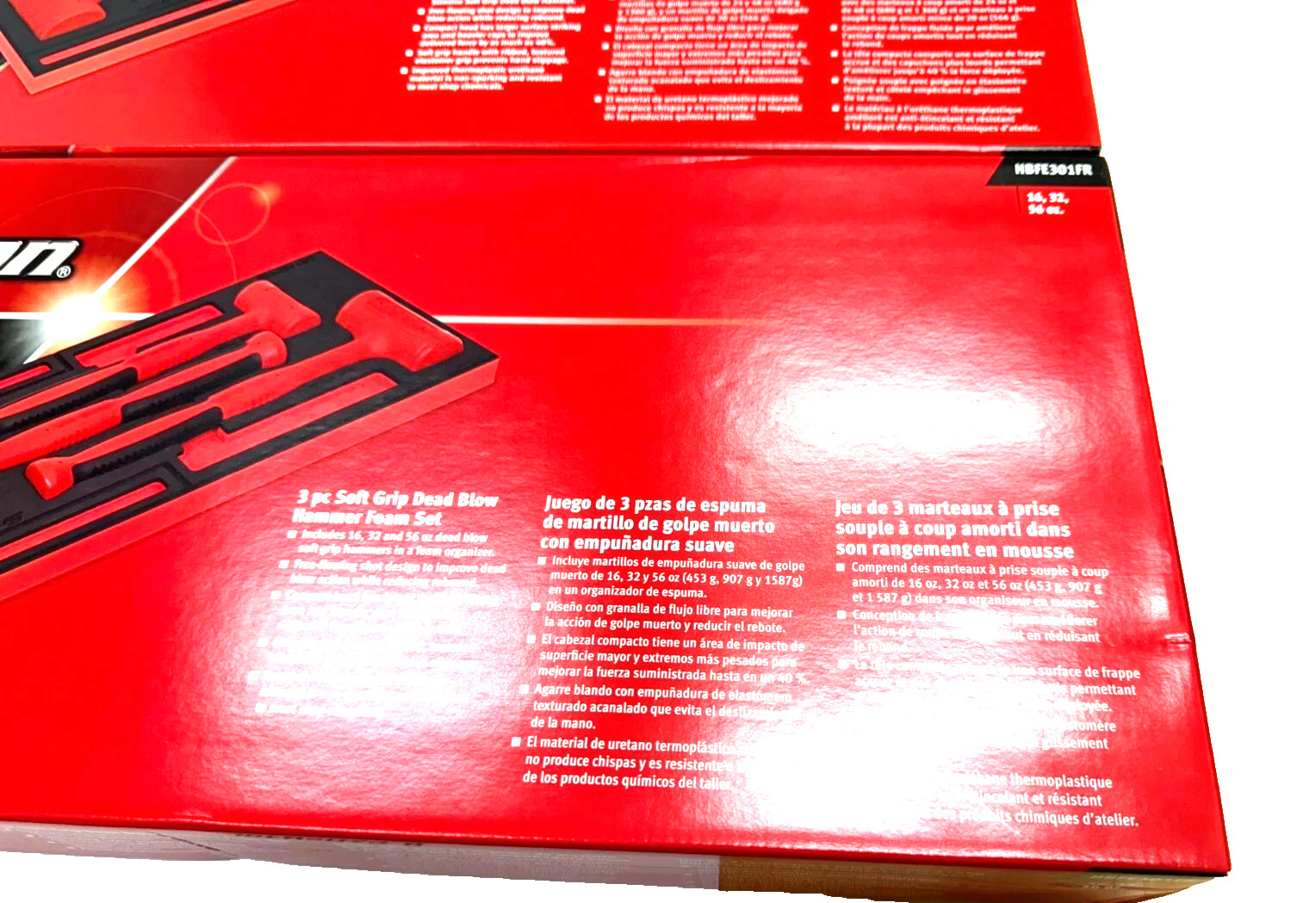 New Snap-on™ HBFE6FR 16 20 24 32 48 56 oz 6-pc Red Dead Blow Hammer Foam Set